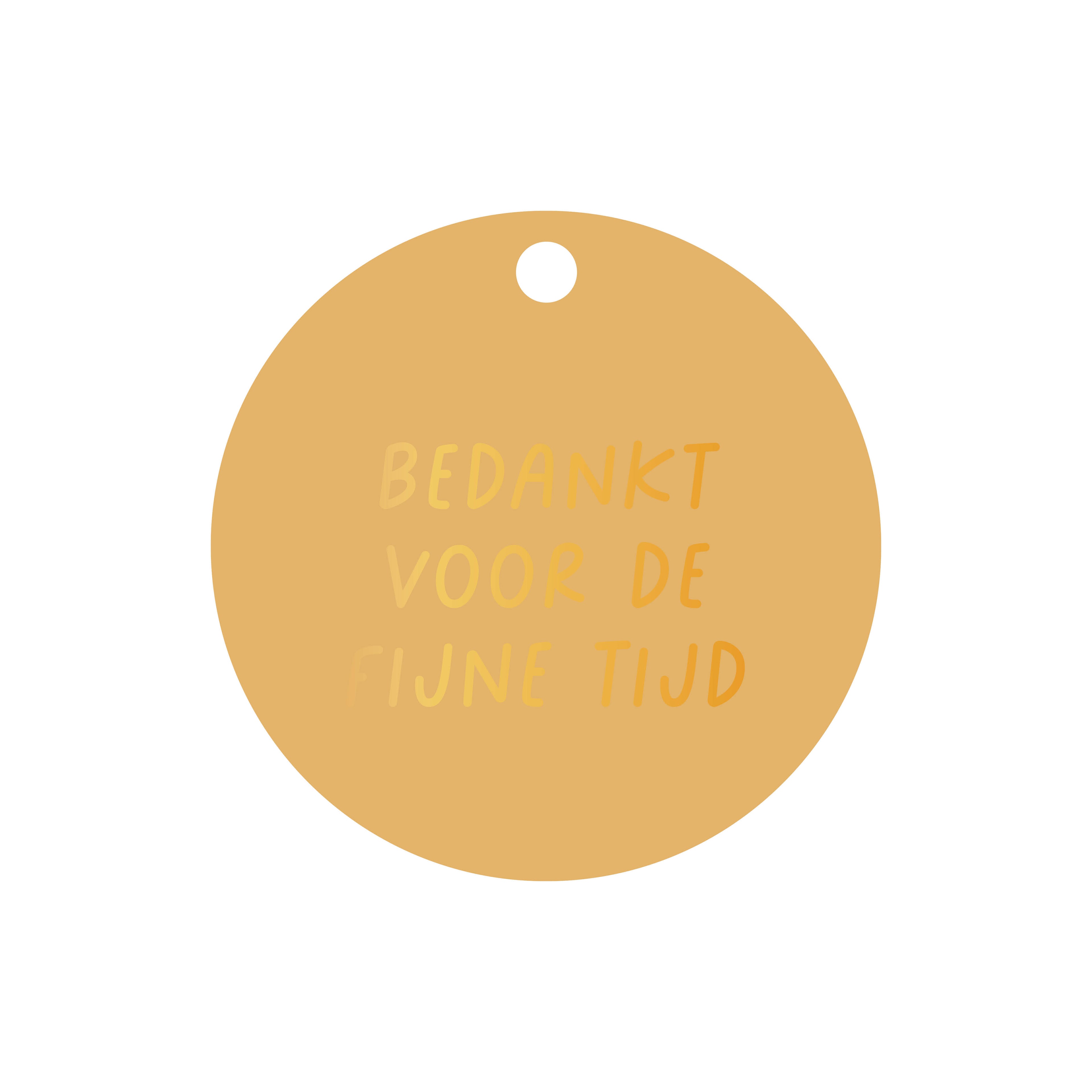 Ronde cadeaulabel in de kleur geel met de tekst &