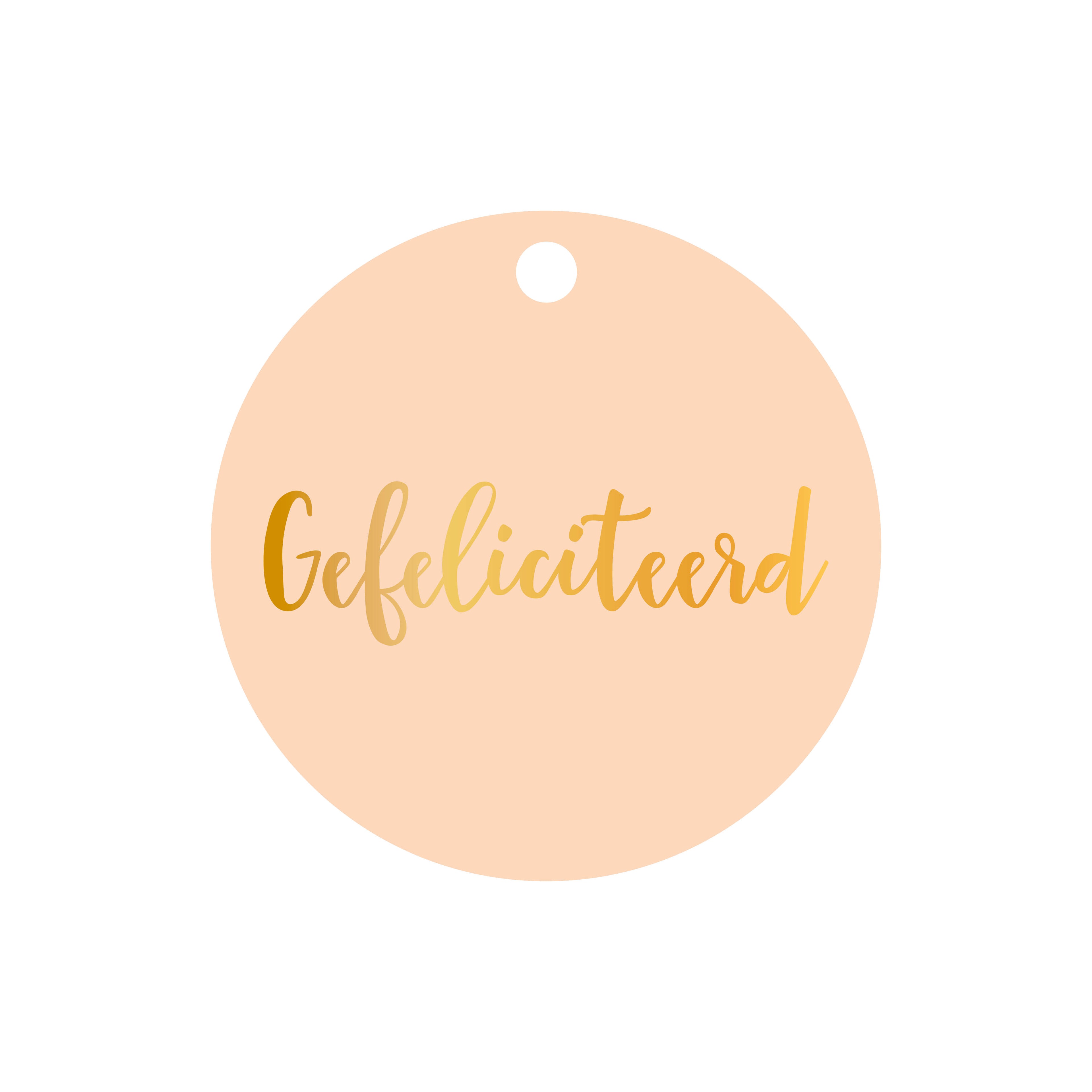 Ronde cadeaulabel in de kleur oranje met de tekst &