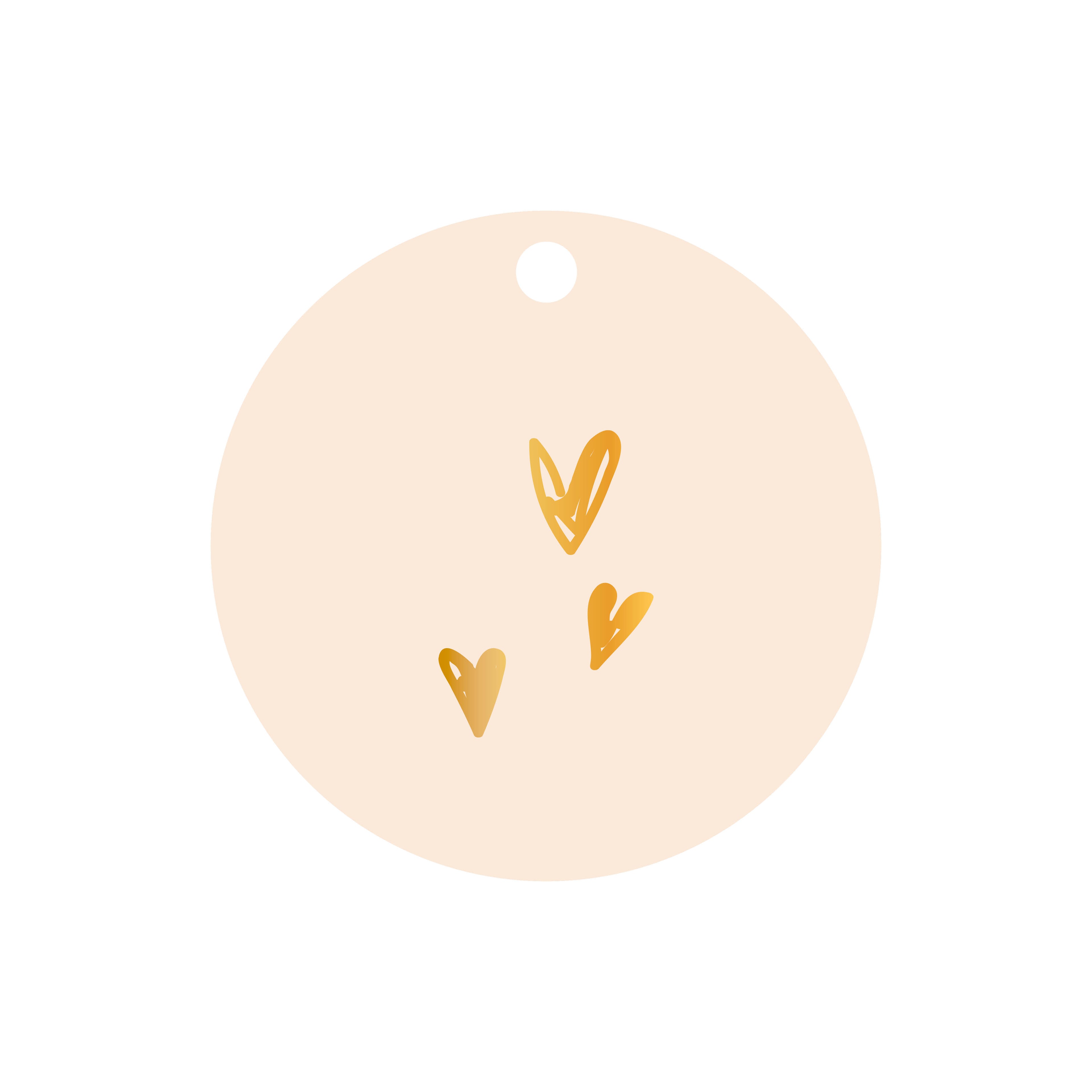 Ronde cadeaulabel in de kleur roze met een illustratie van hartjes in het goudfolie.