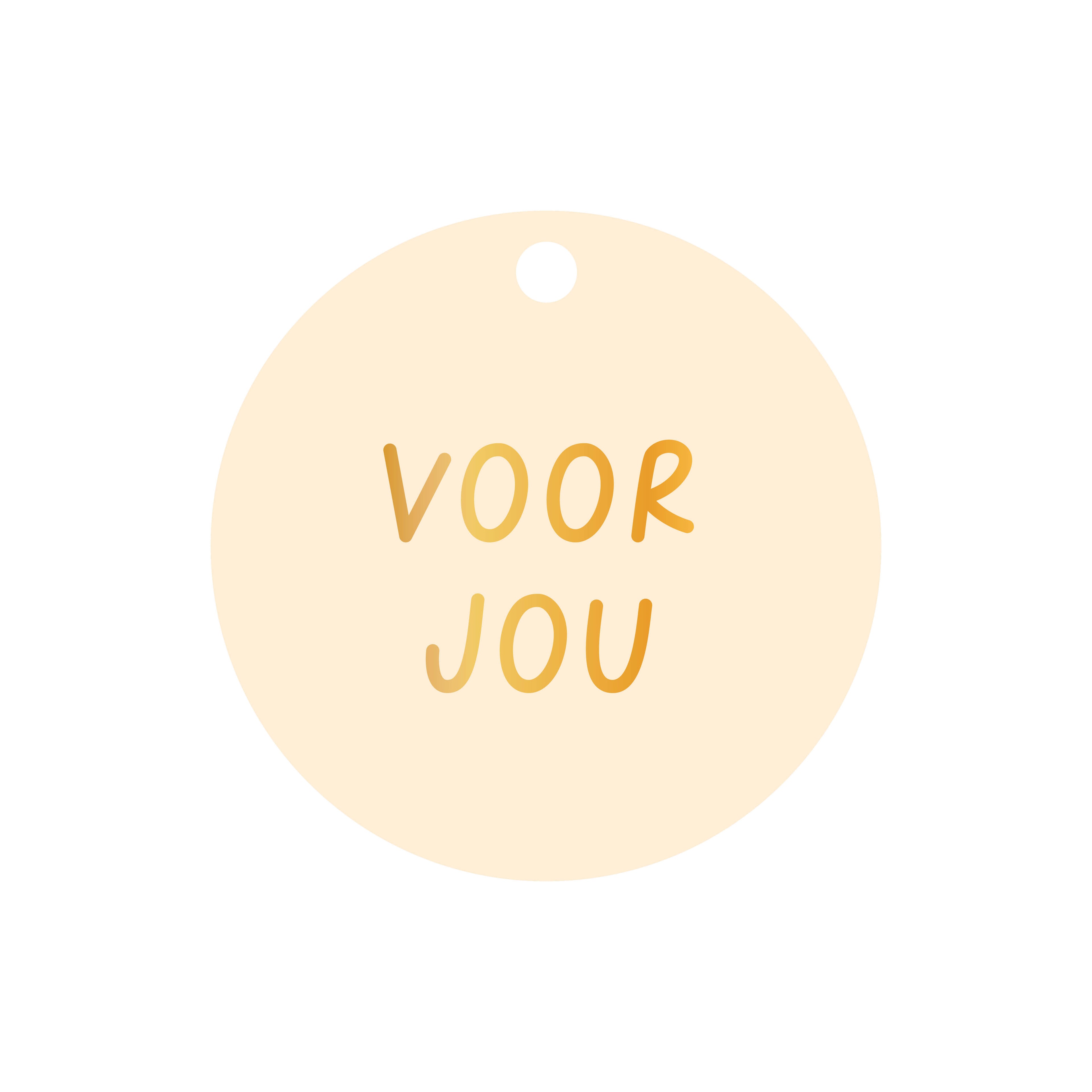 Ronde cadeaulabel in de kleur licht geel met de tekst &