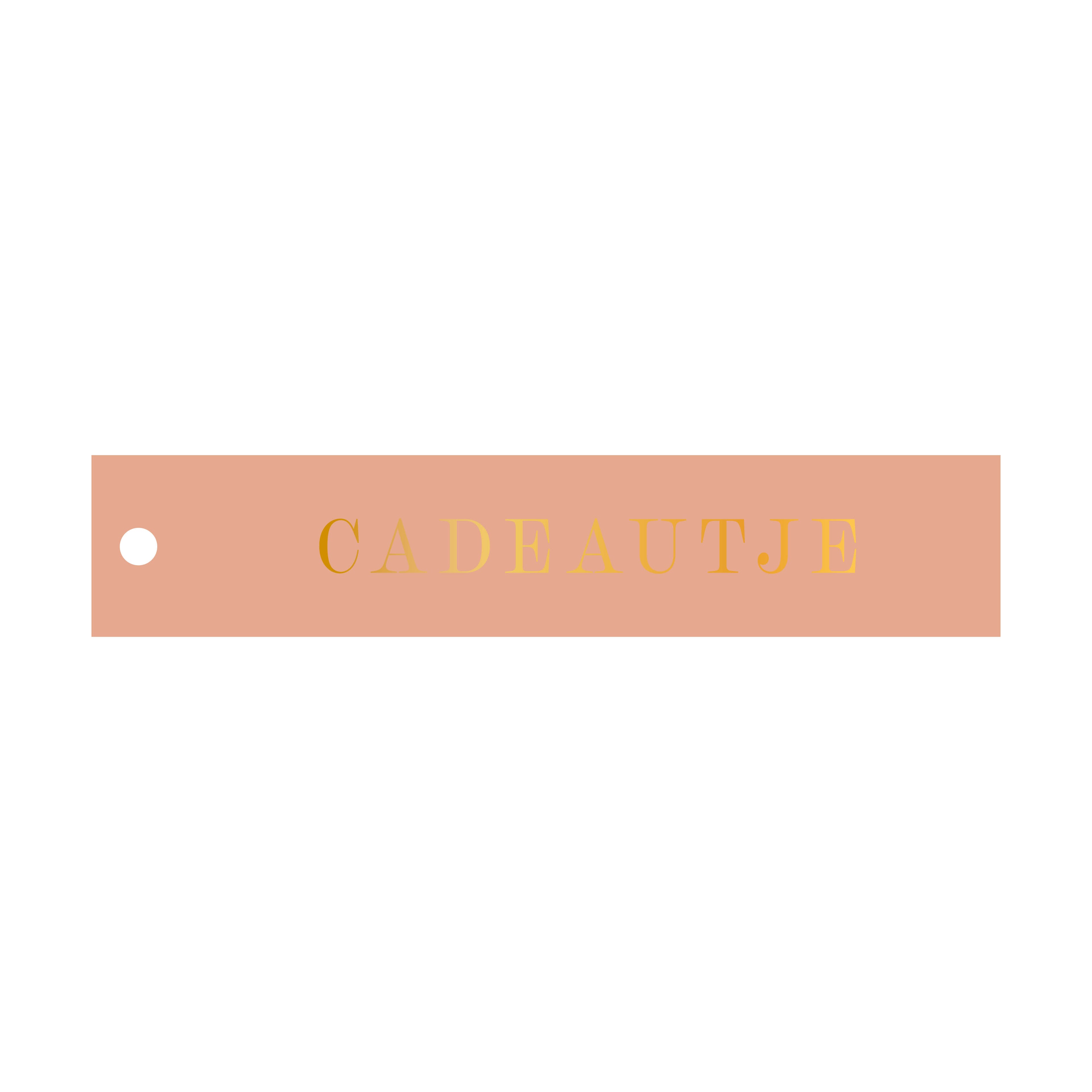 Rechthoekige cadeaulabel in de kleur roze met de tekst &