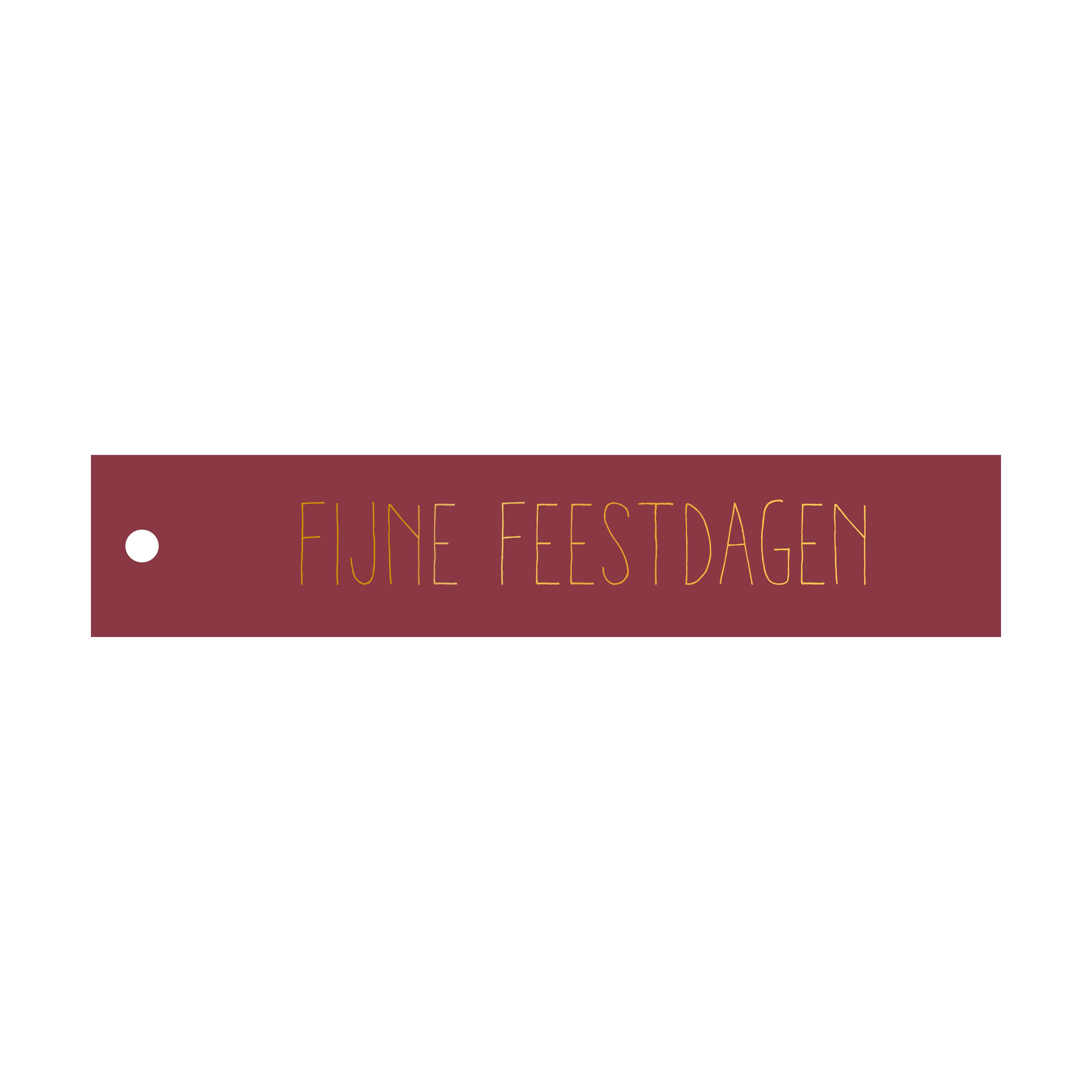 Cadeaulabel Fijne feestdagen - rechthoek (met goudfolie)