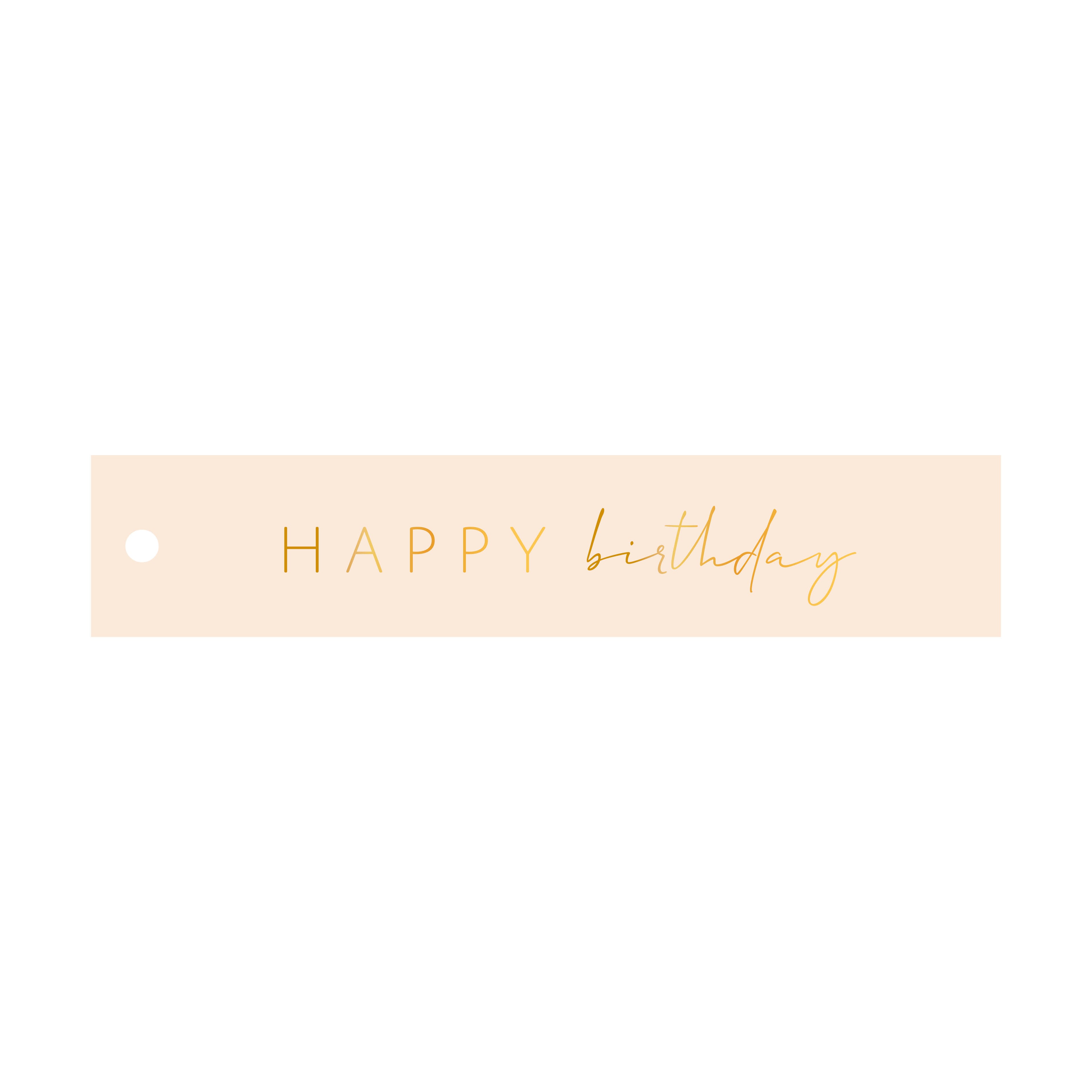 Cadeaulabel Happy birthday - rechthoek (met goudfolie)