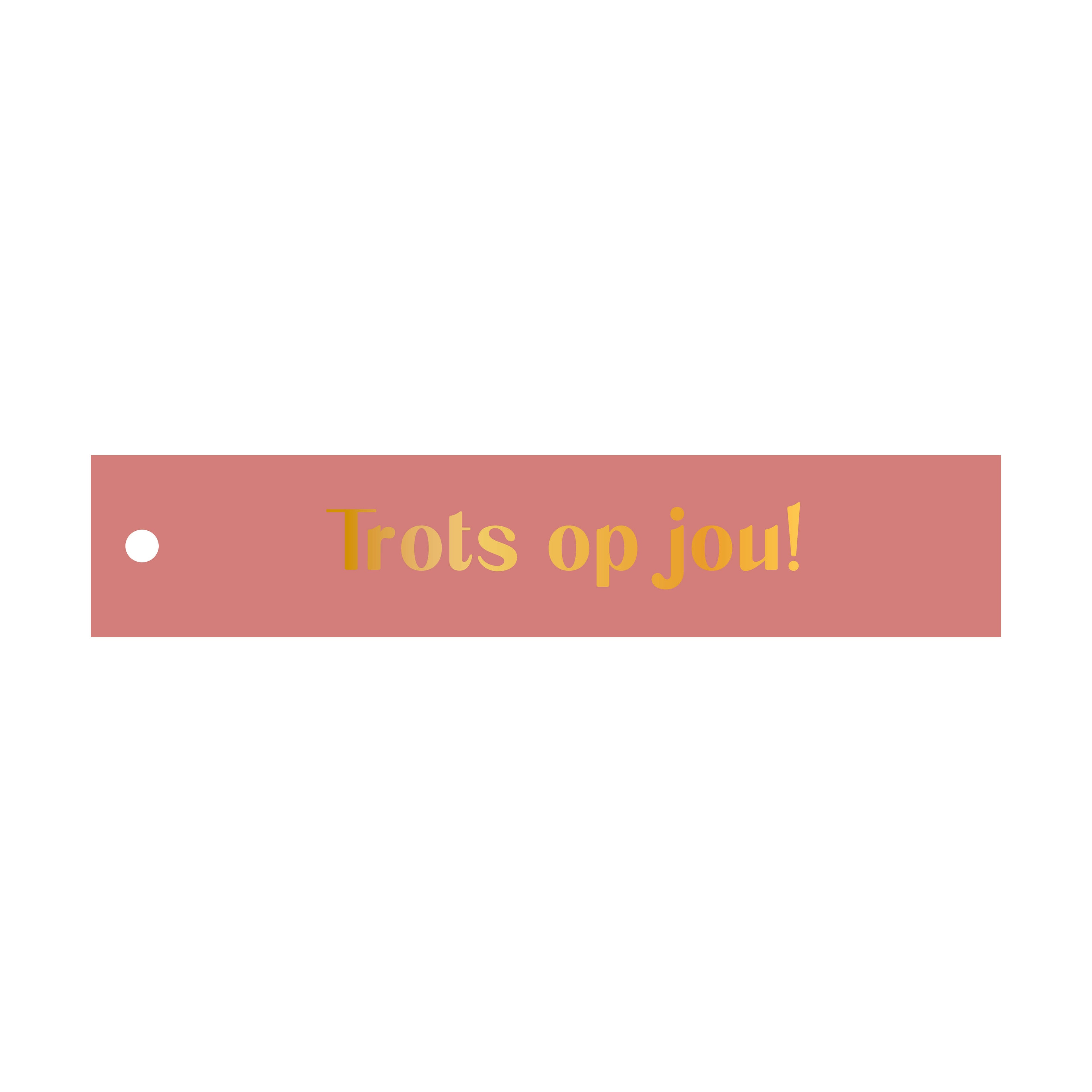 Cadeaulabel Trots op jou! - rechthoek (met goudfolie)