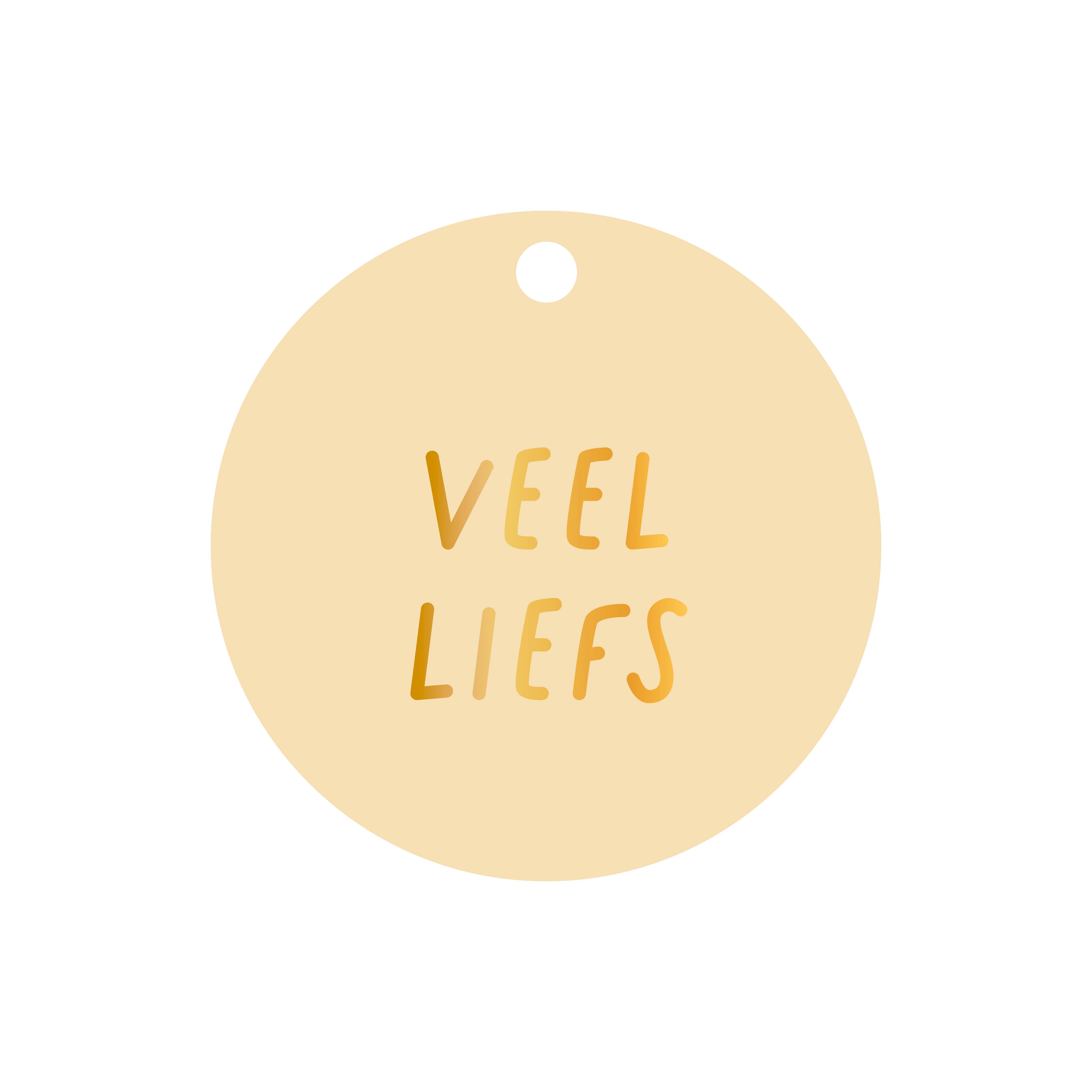 Ronde cadeaulabel in de kleur geel met de tekst &