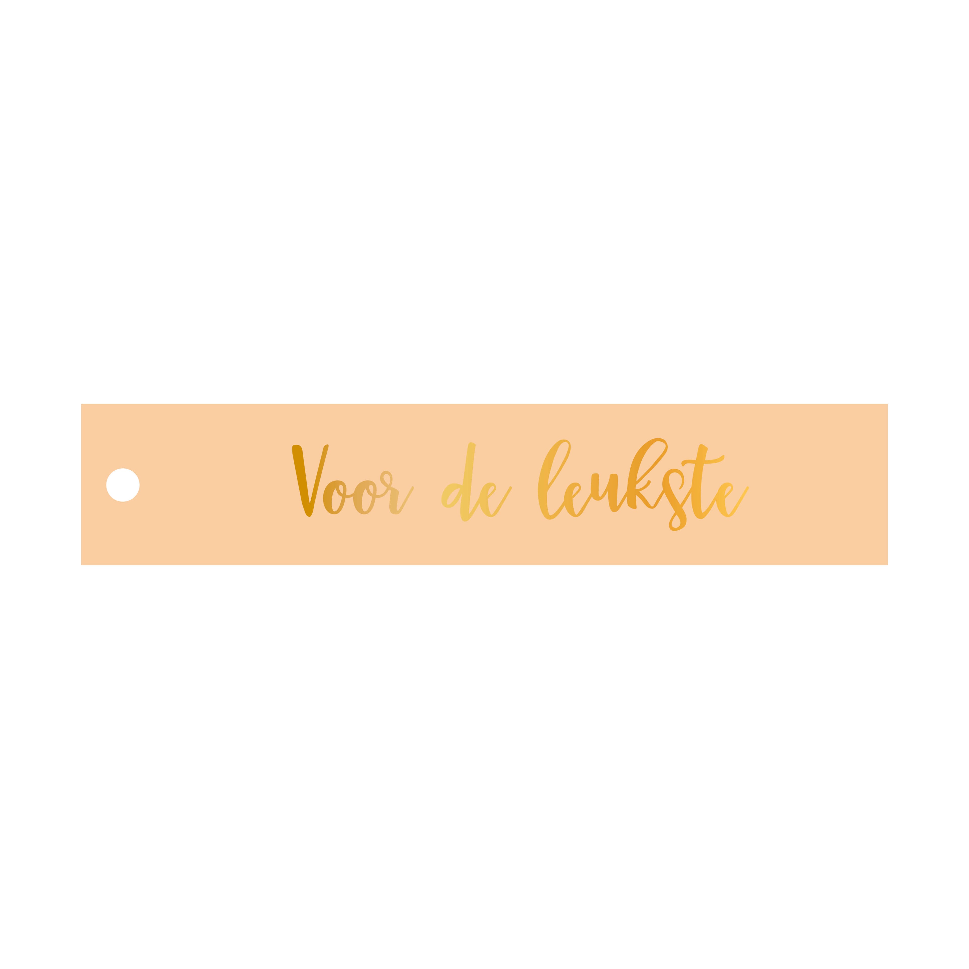 Rechthoekige cadeaulabel in de kleur oranje met de tekst &