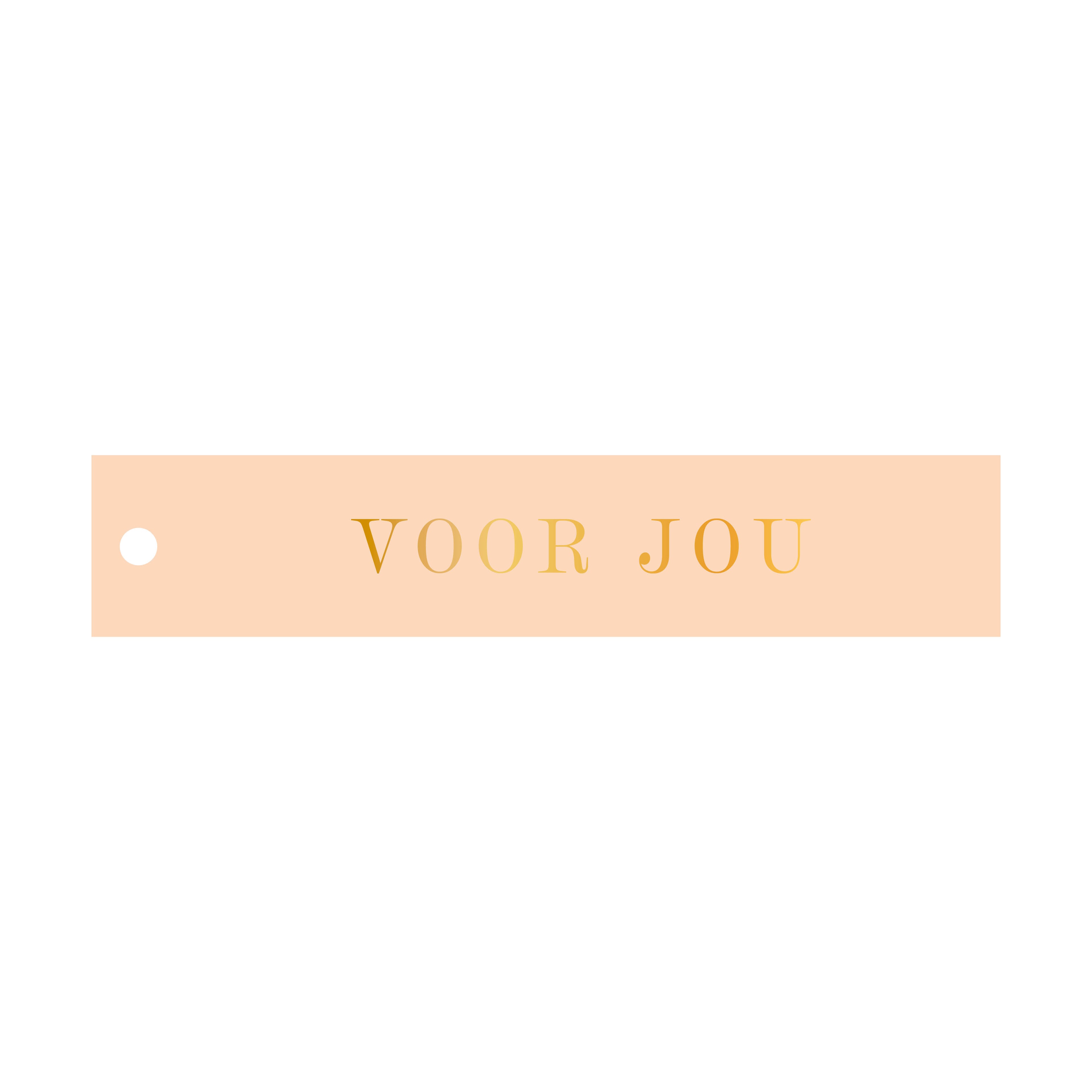 Rechthoekige cadeaulabel in de kleur oranje met de tekst &