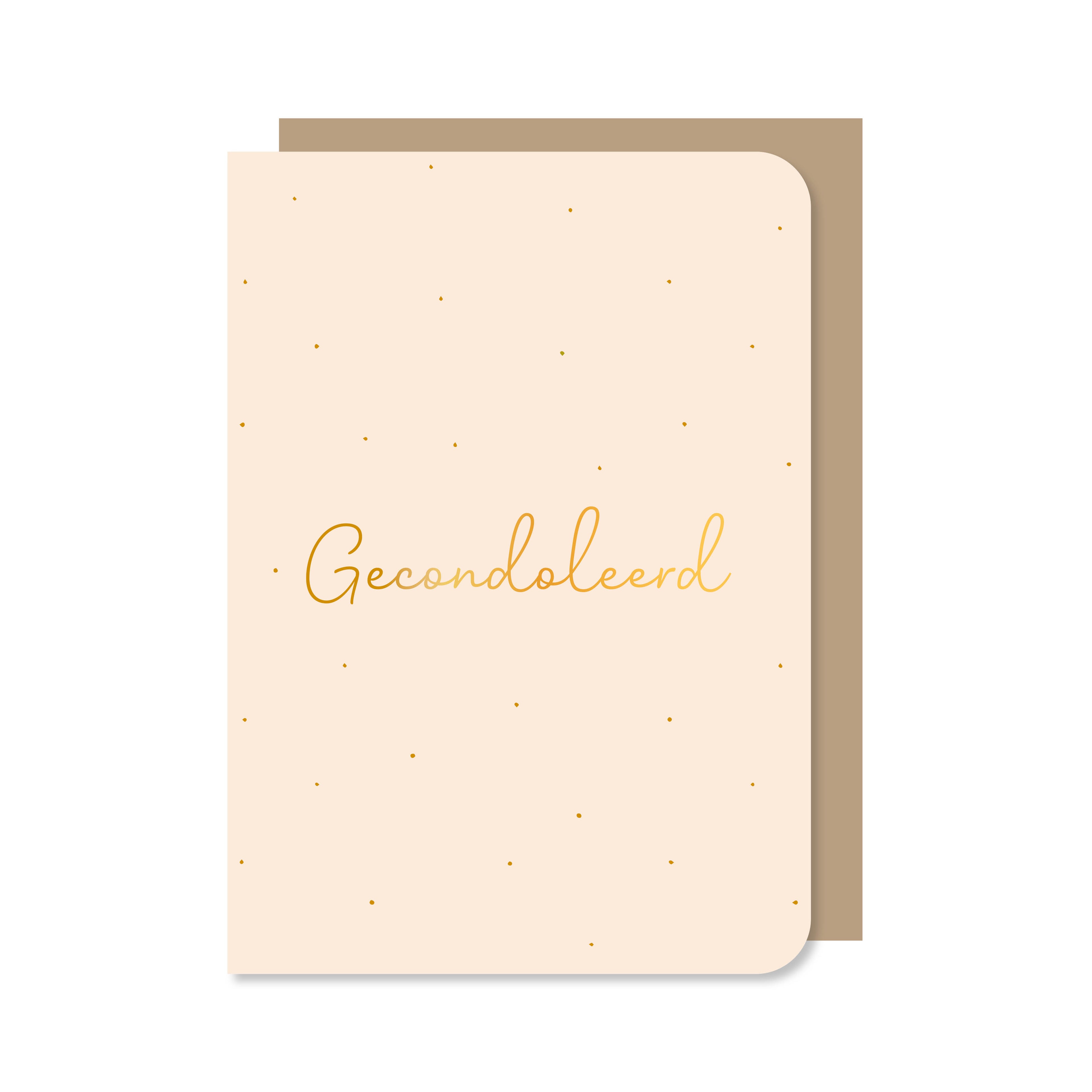 Beige dubbele wenskaart met envelop met de tekst &