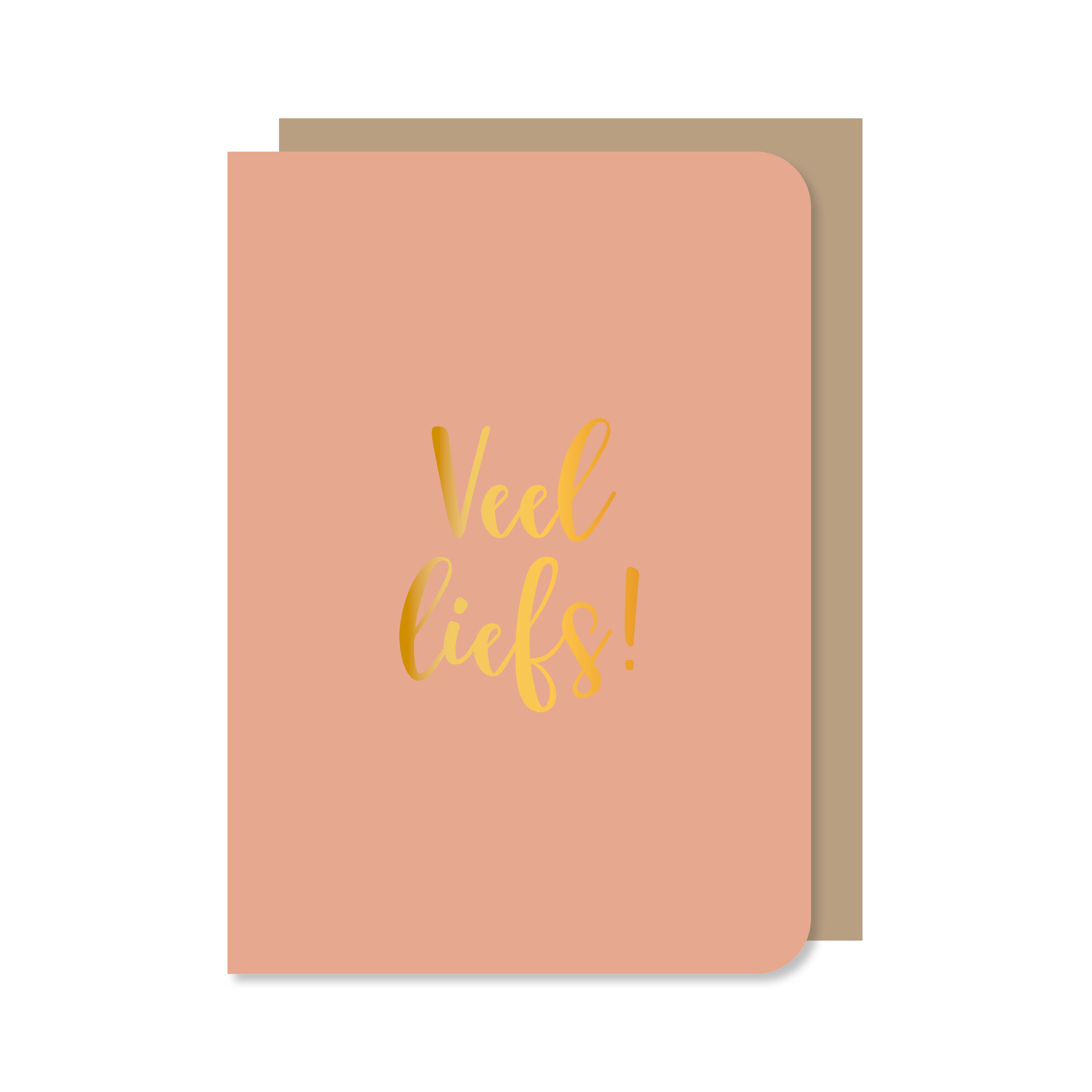 Roze dubbele wenskaart met envelop met de tekst &