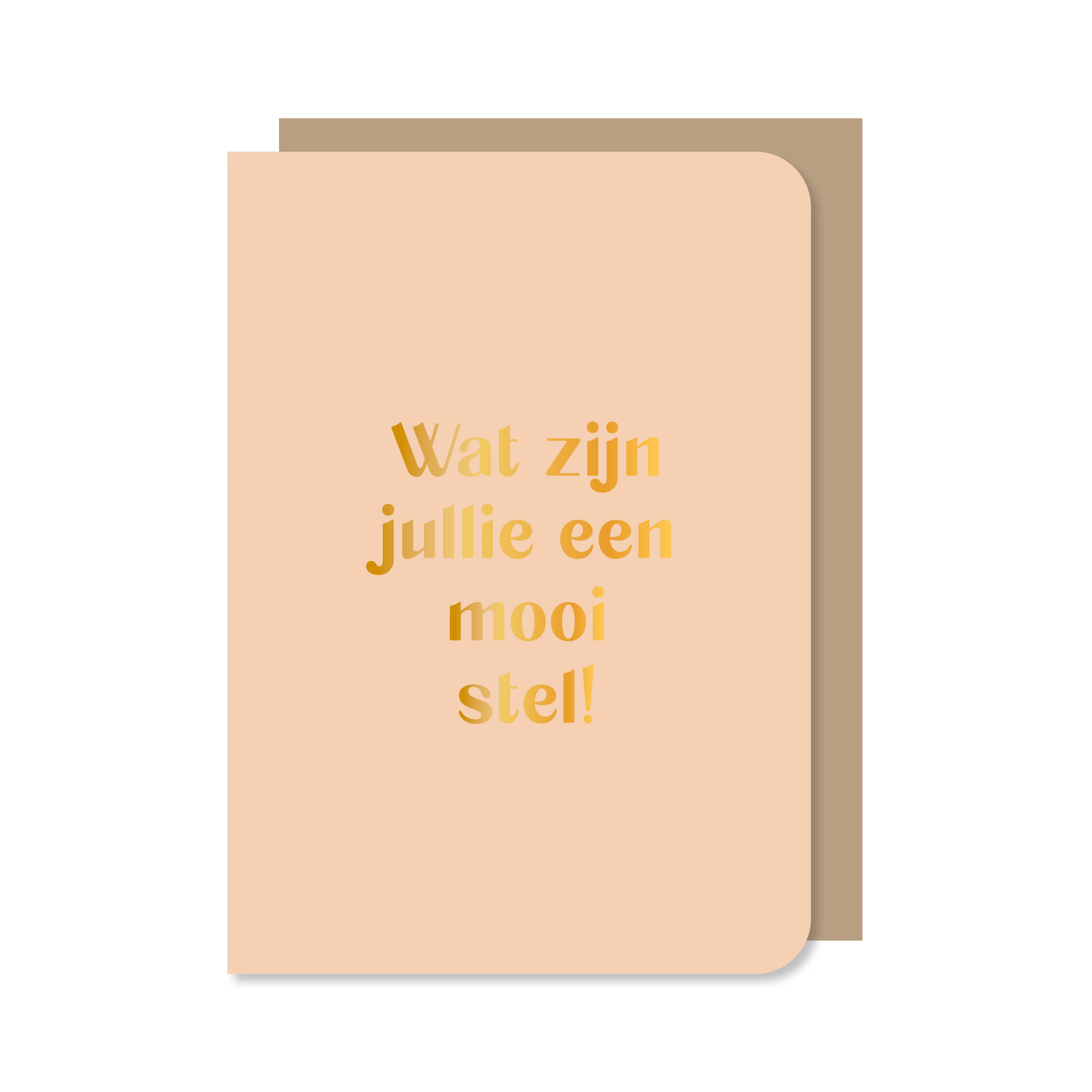 Beige dubbele wenskaart met envelop met de tekst &