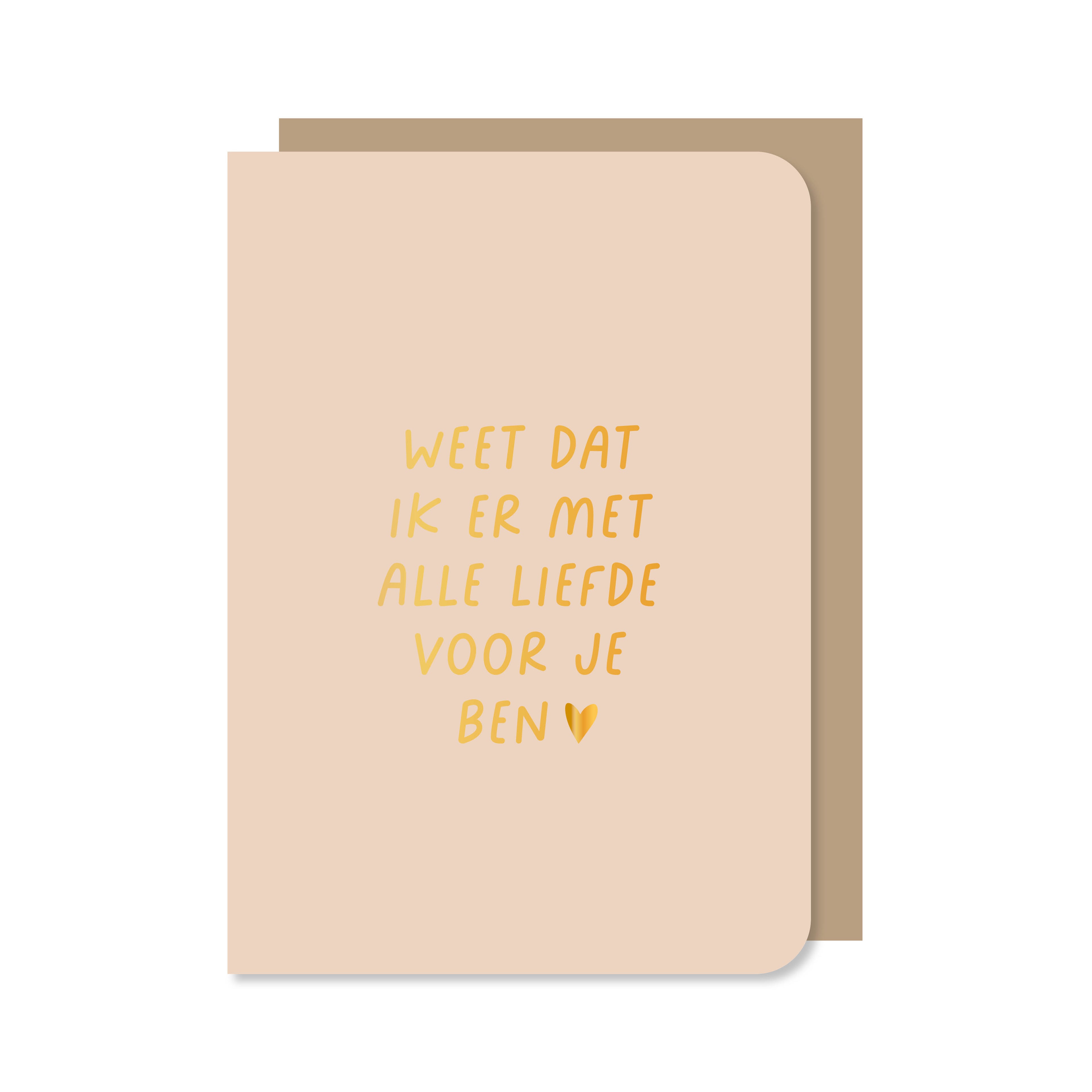 Beige dubbele wenskaart met envelop met de tekst &