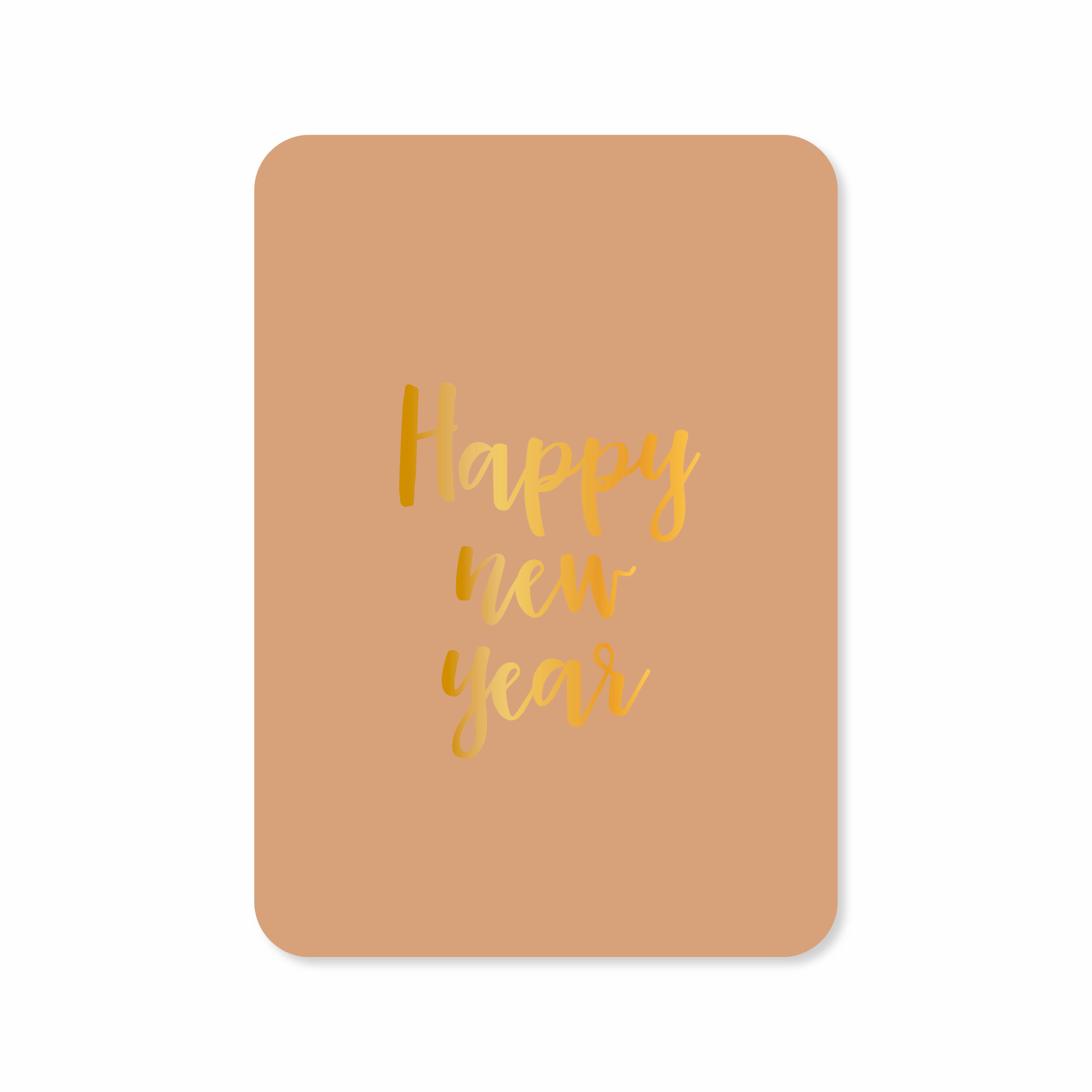 Kerstkaart in de kleur bruin met de tekst &