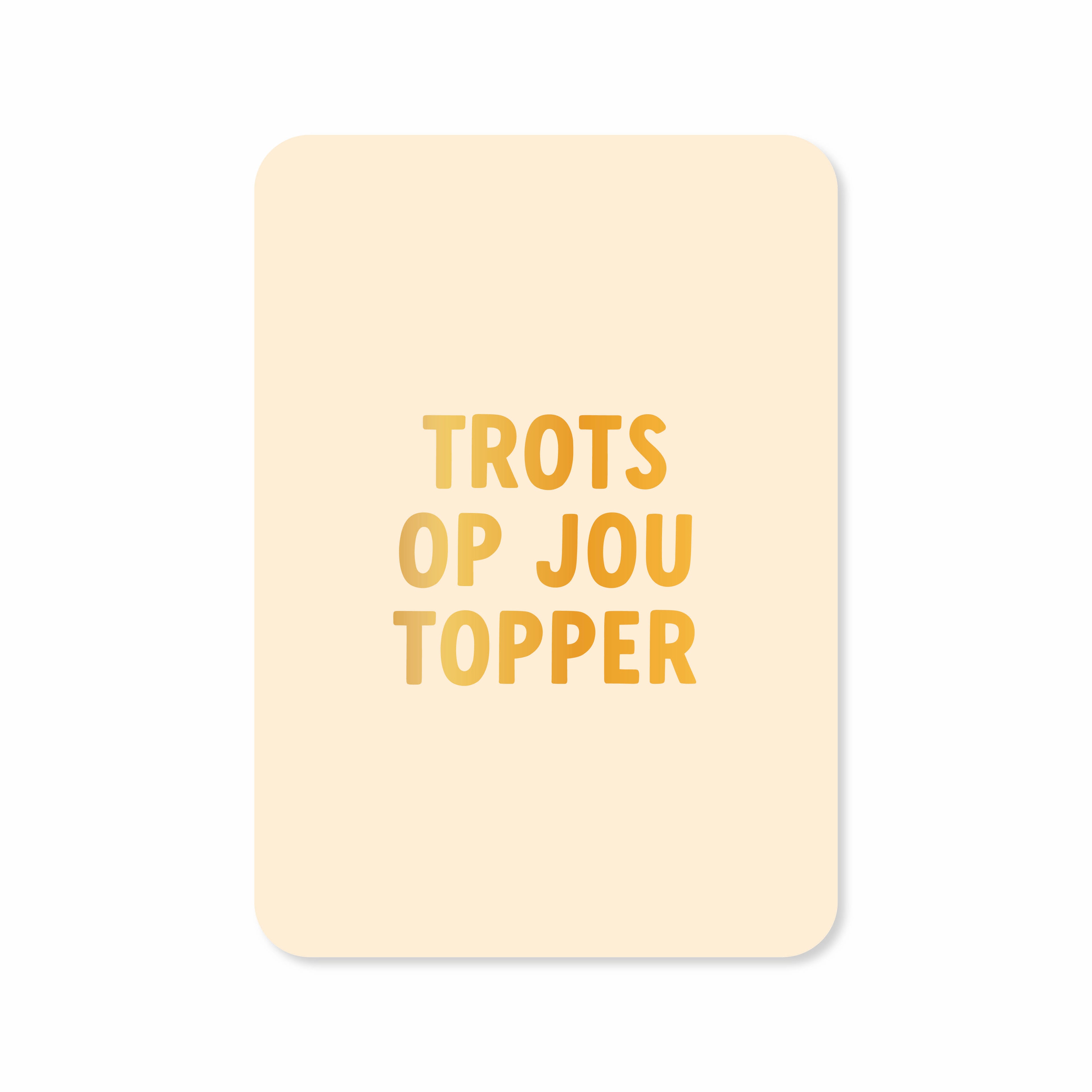 Wenskaart in de kleur geel met de tekst &