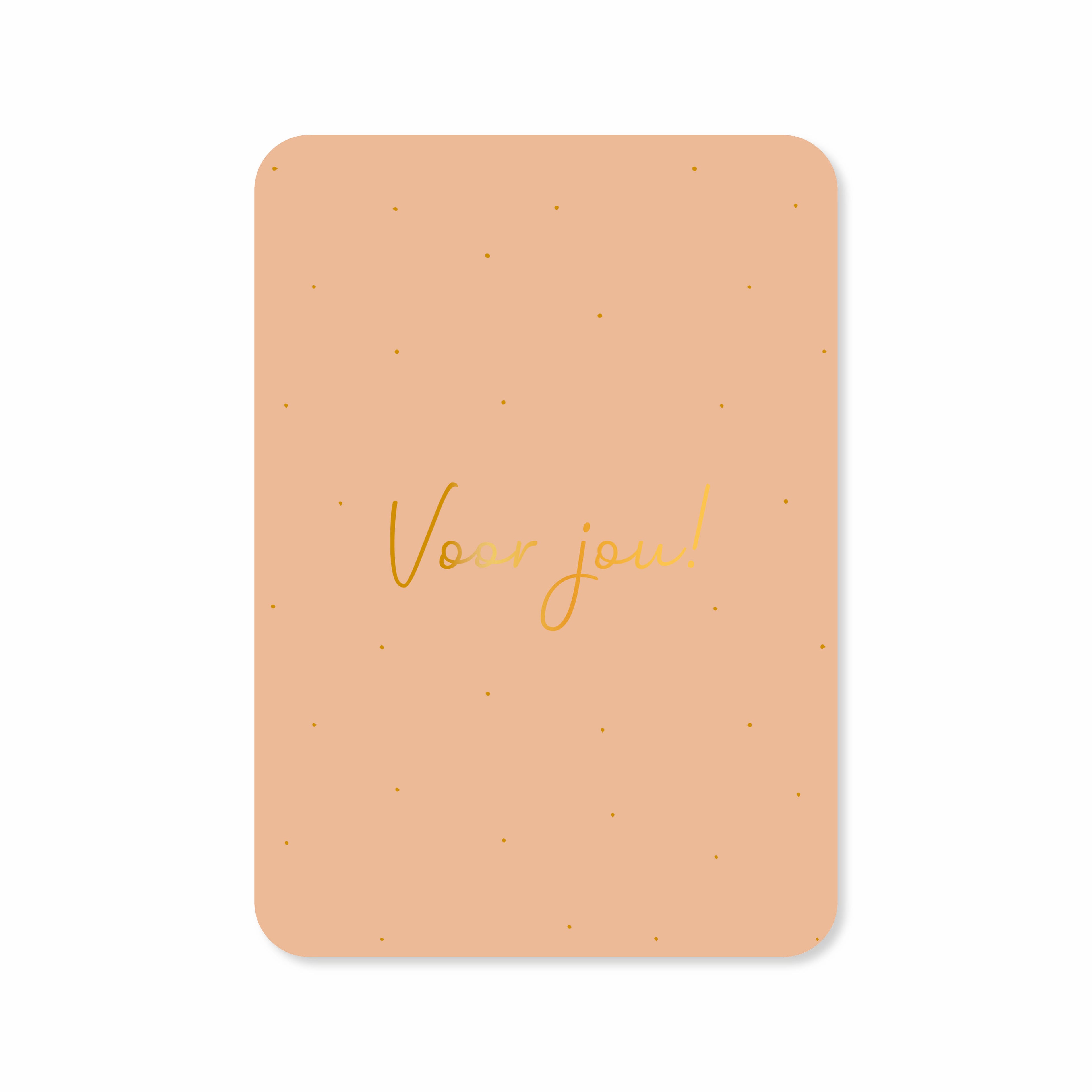 Wenskaart in de kleur oranje met de tekst &