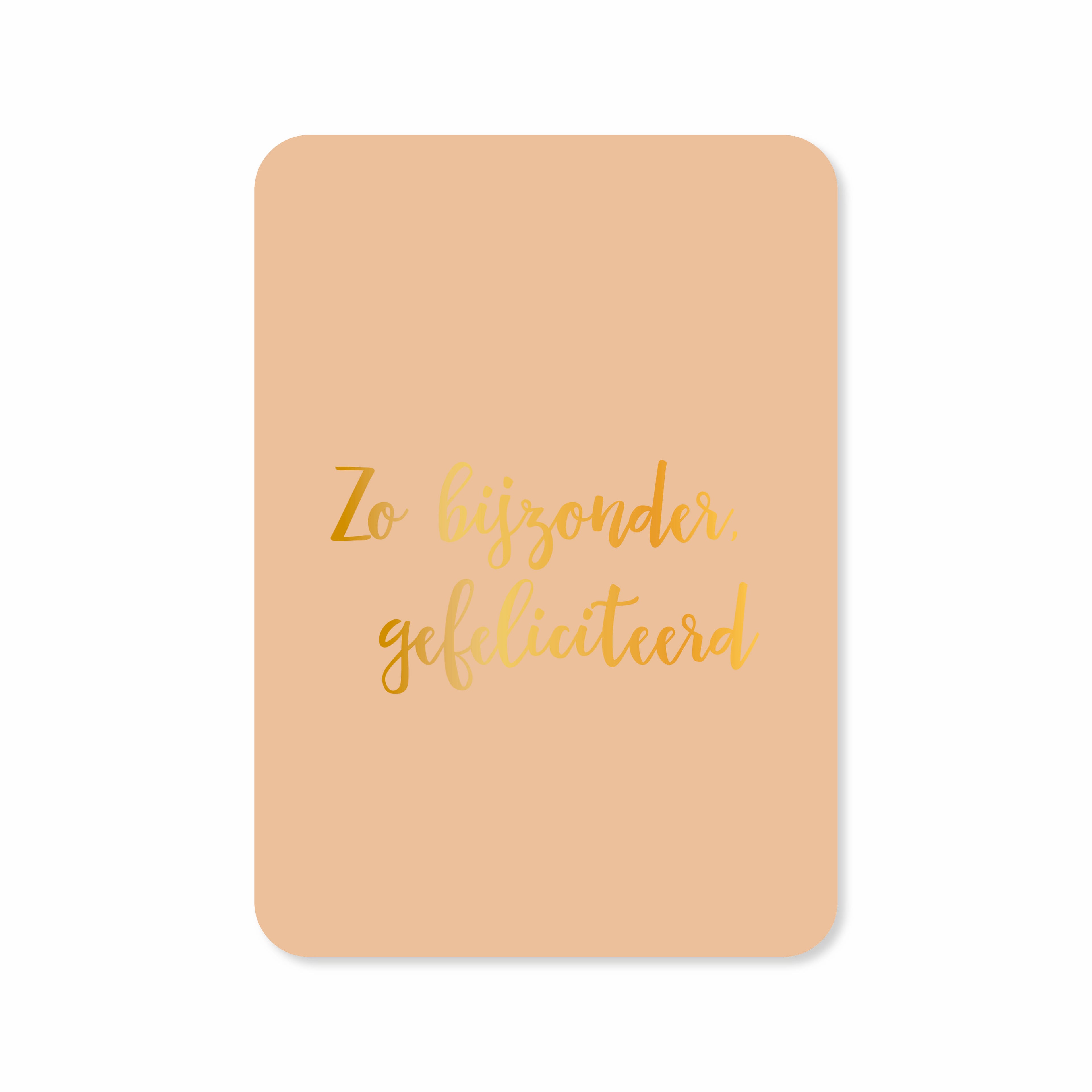 Wenskaart in de kleur bruin met de tekst &