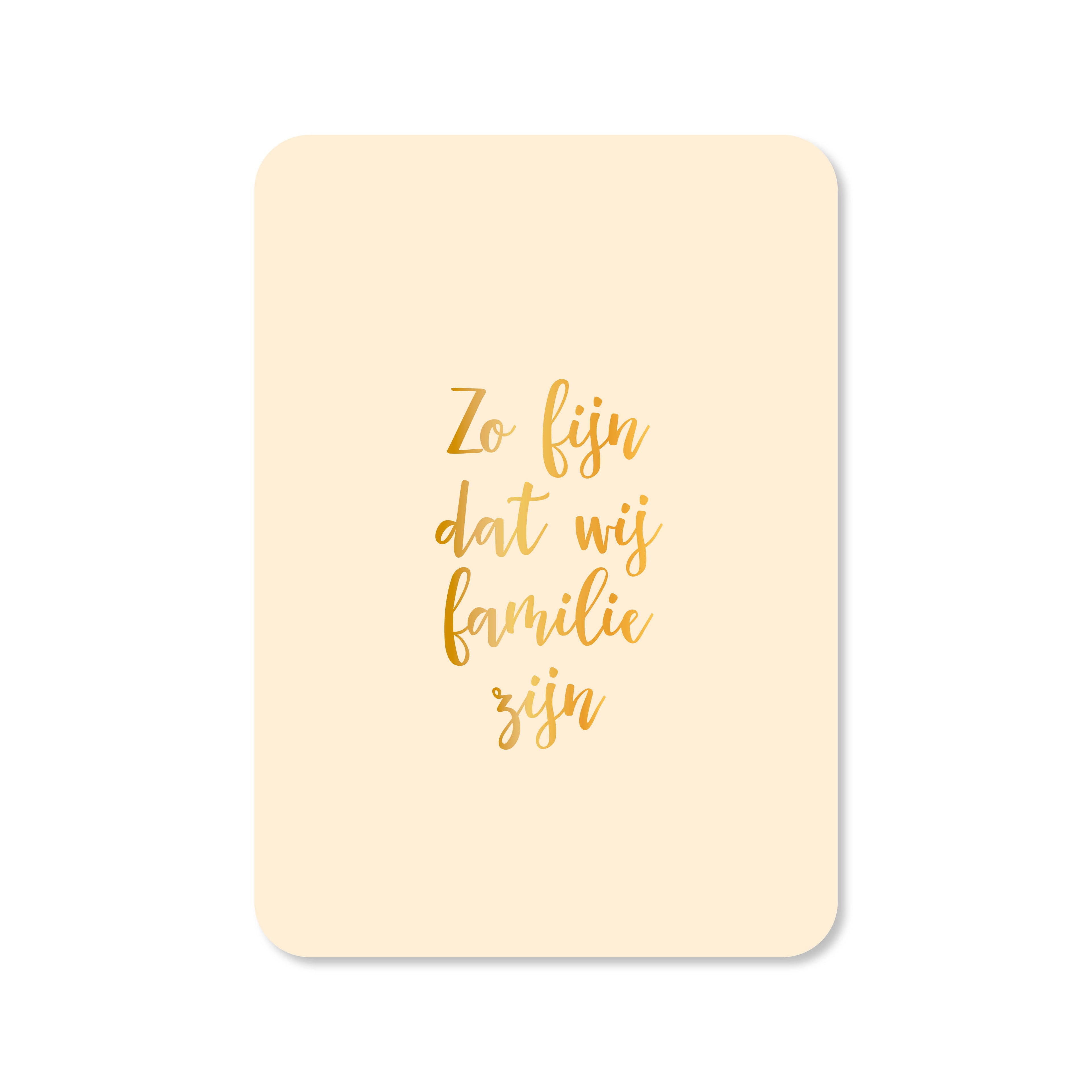 Wenskaart in de kleur licht geel met de tekst &
