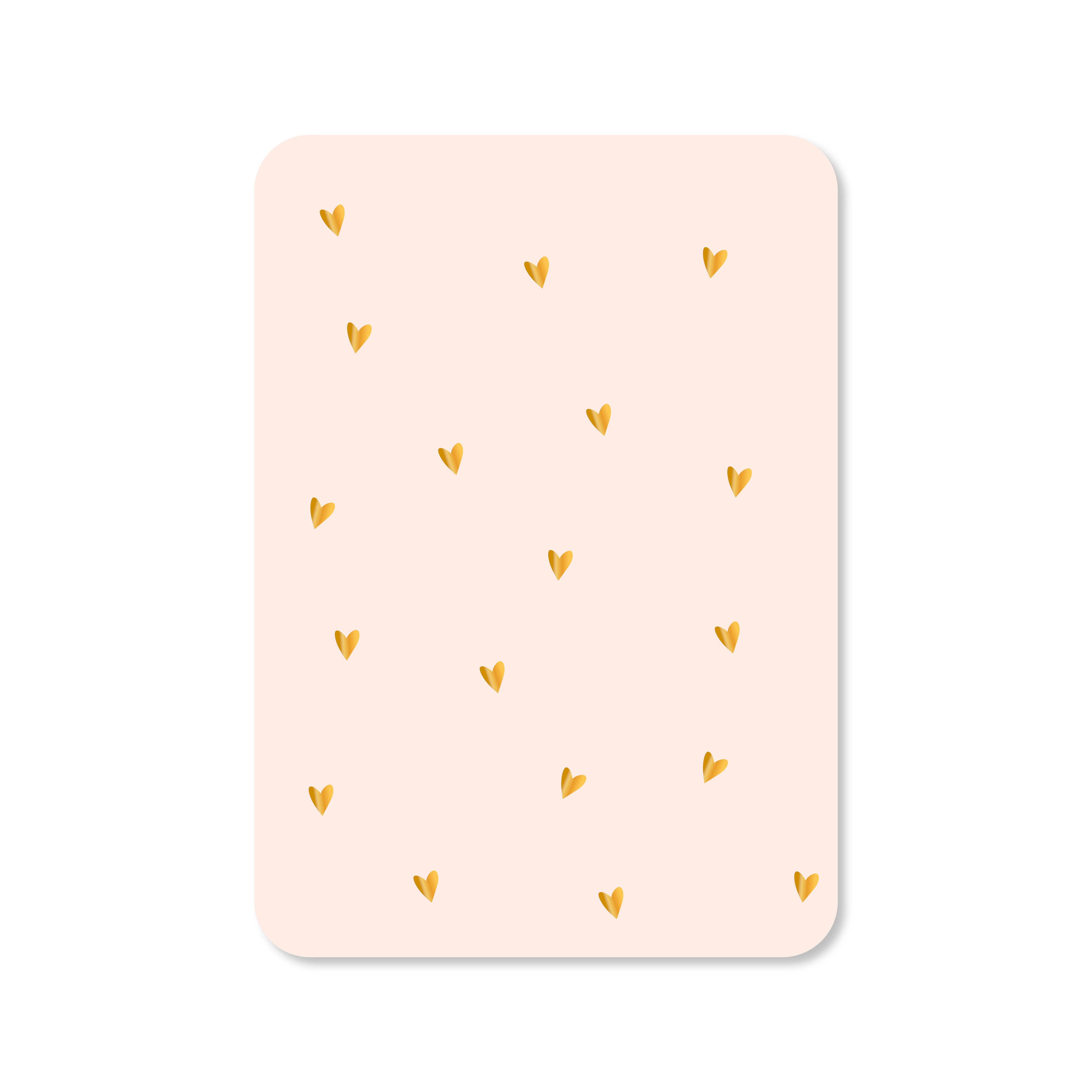Kaart Hartjes - lichtroze (met goudfolie)