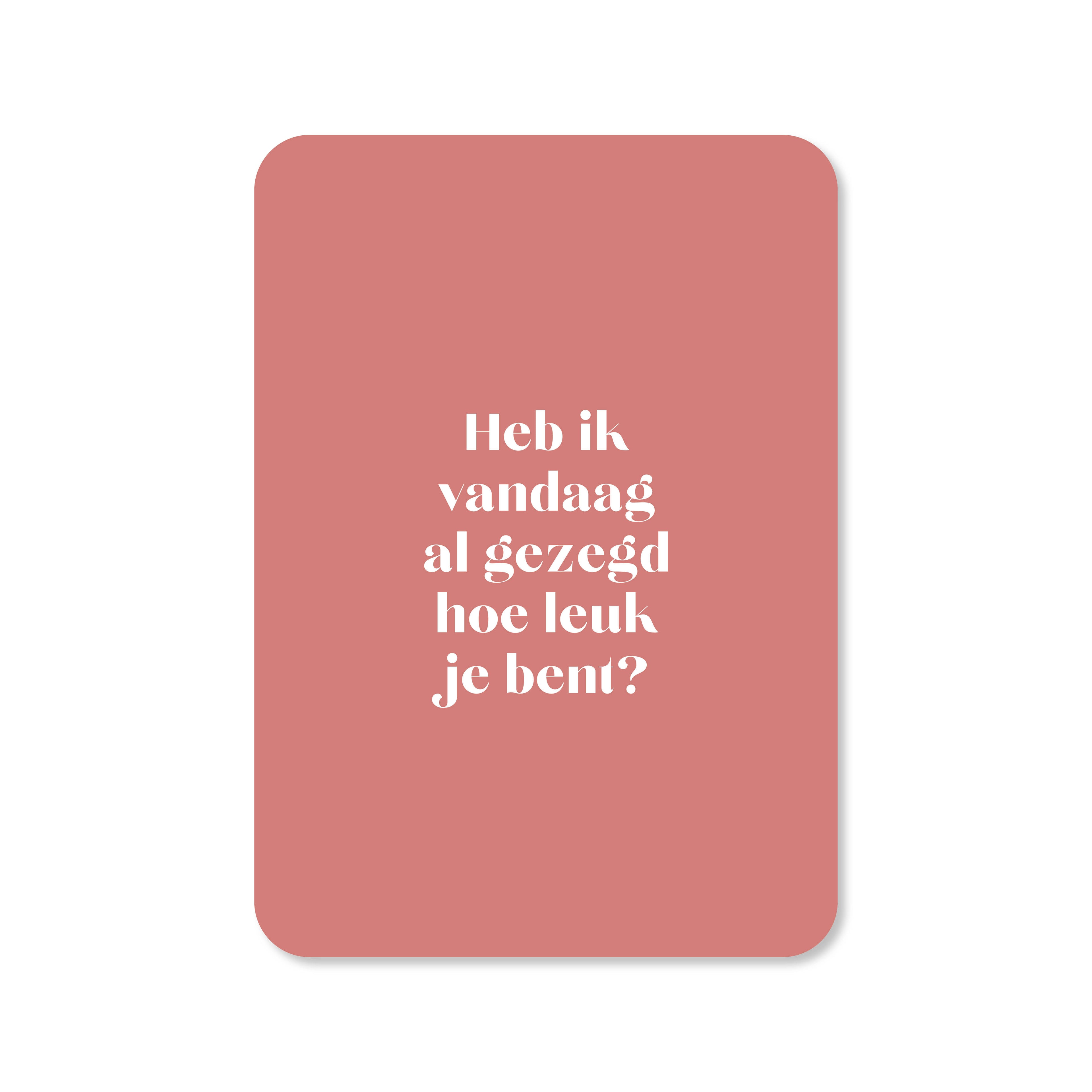 Wenskaart in de kleur roze met de tekst &