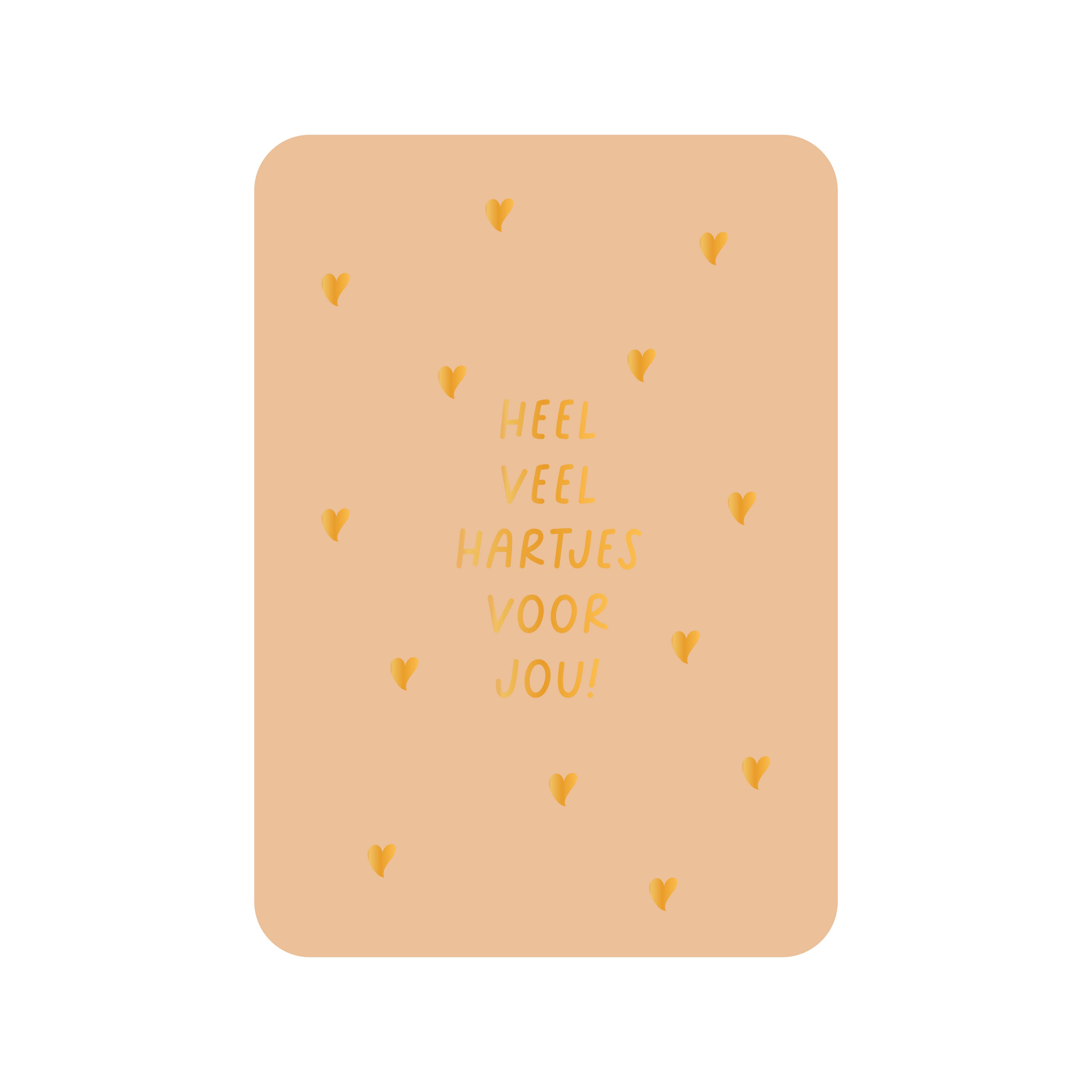 Kaart Heel veel hartjes voor jou (met goudfolie) Kusje op je hart x Kaartjes van Maaike