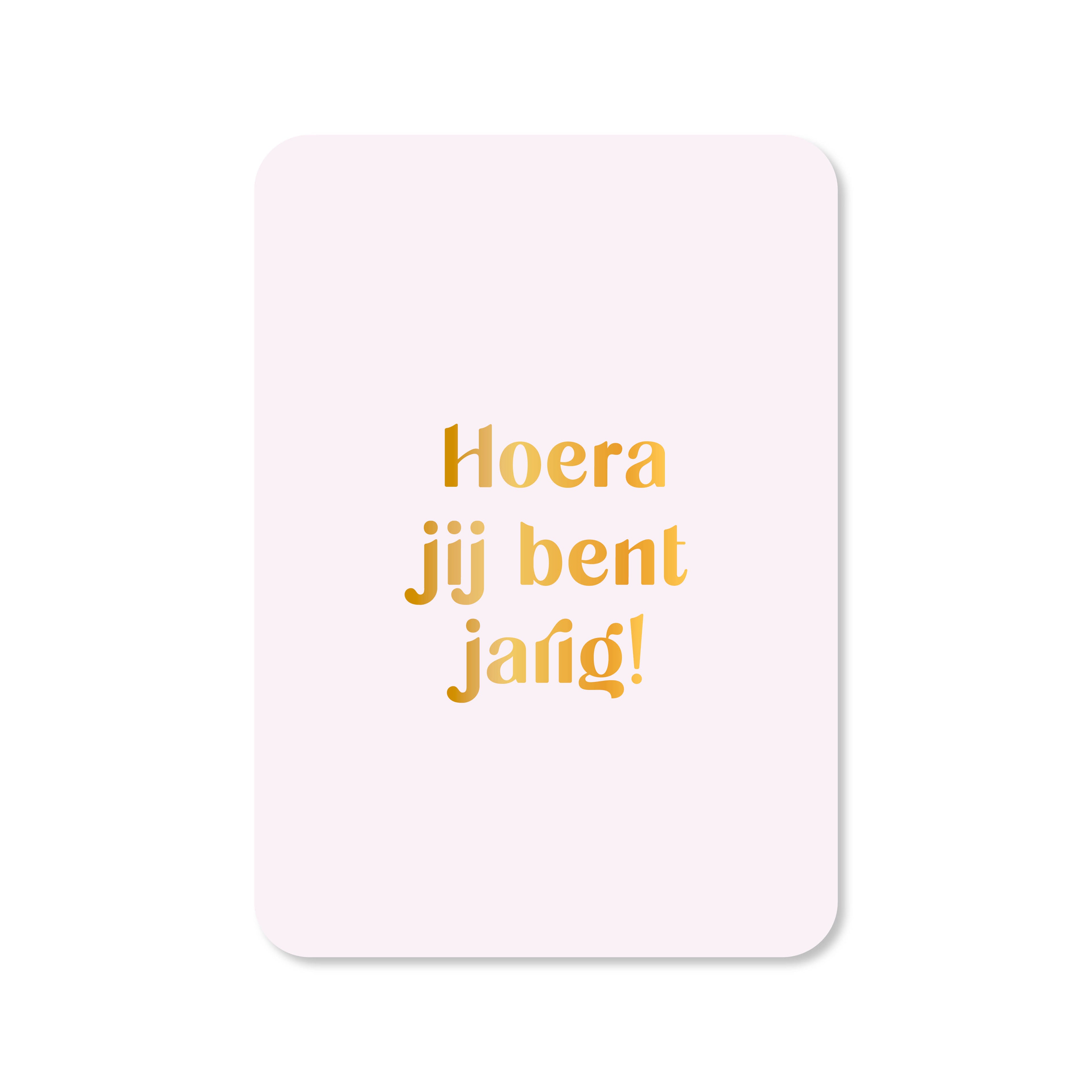 Wenskaart in de kleur lila met de tekst &