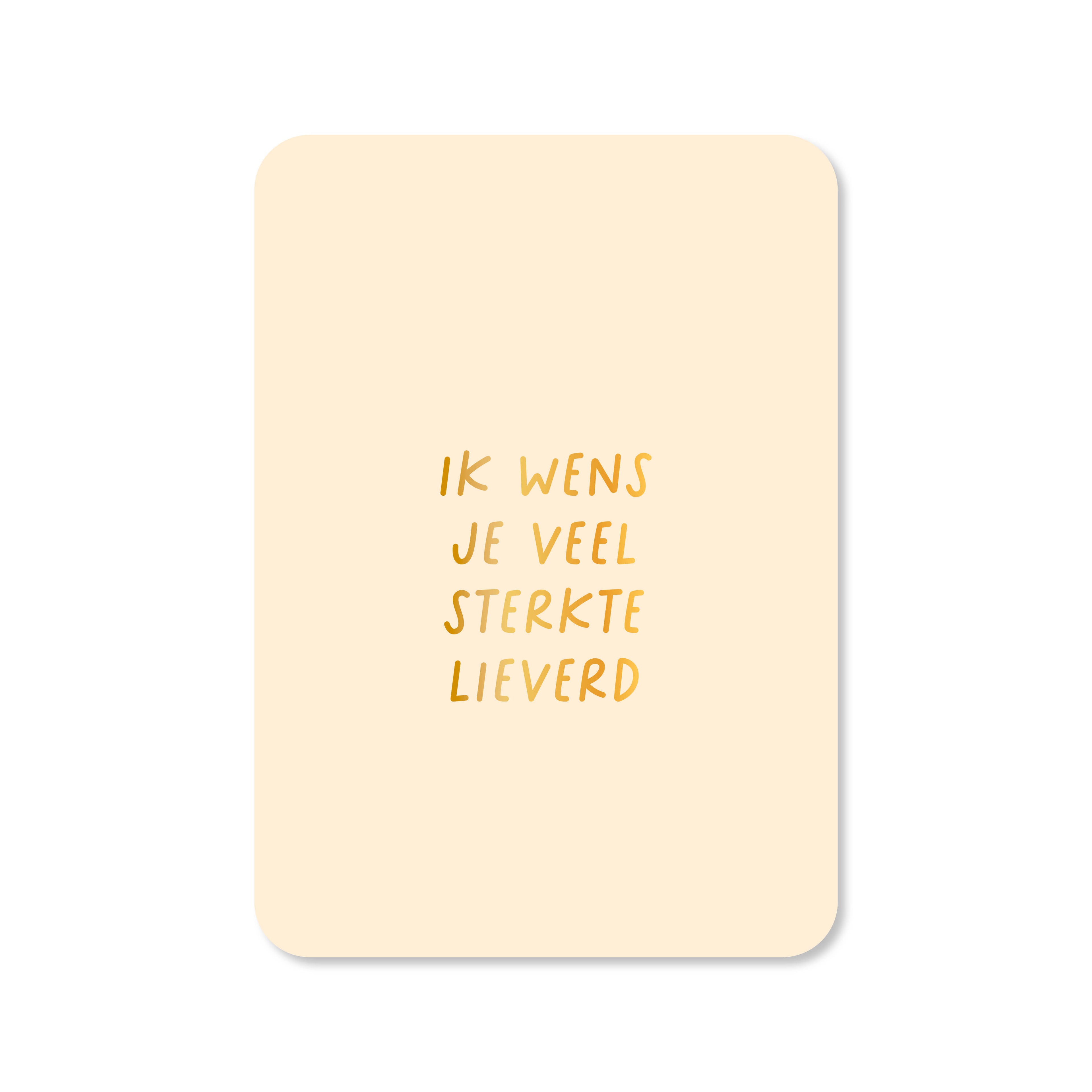 Wenskaart in de kleur geel met de tekst &