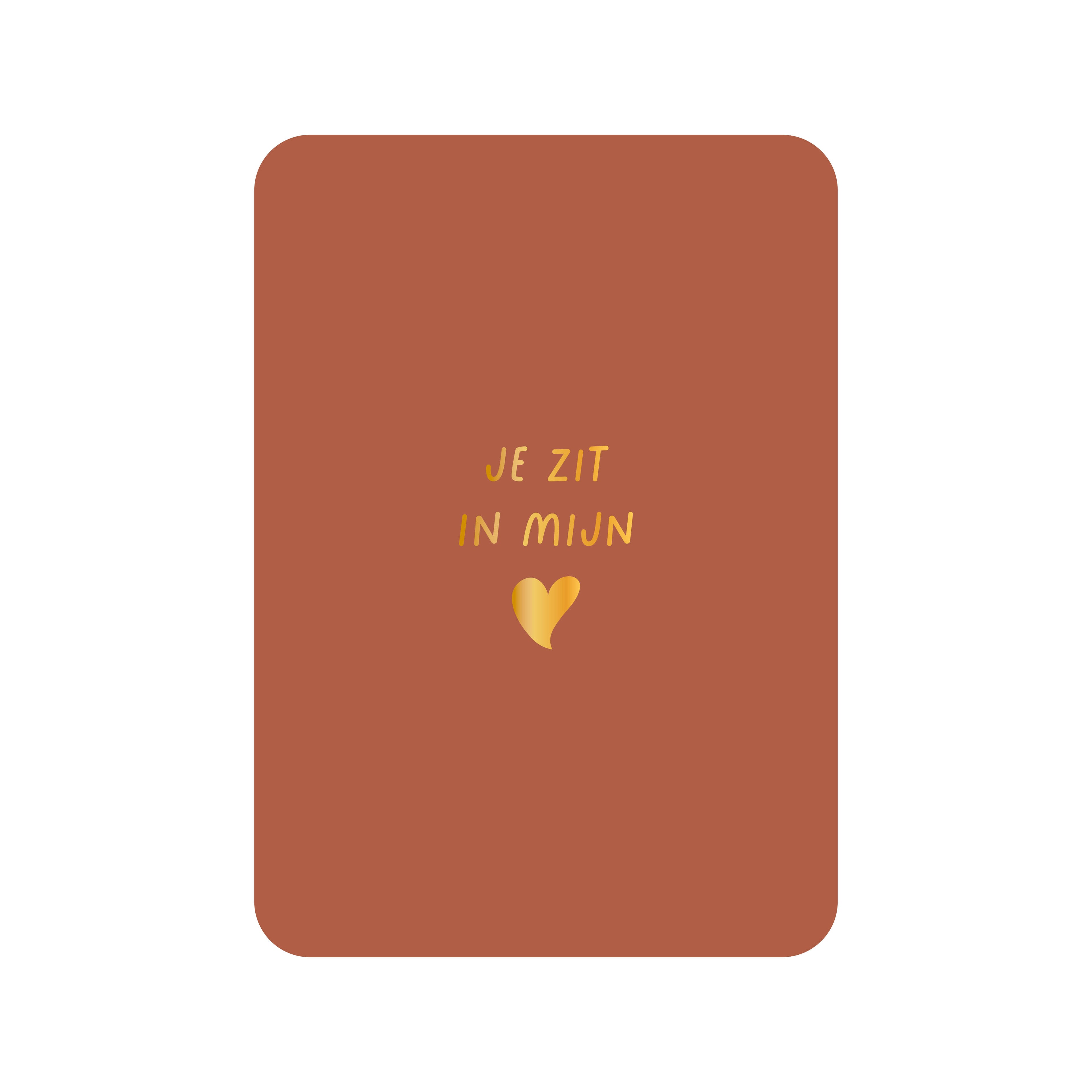 Kaart Je zit in mijn hart (met goudfolie) Kusje op je hart x Kaartjes van Maaike
