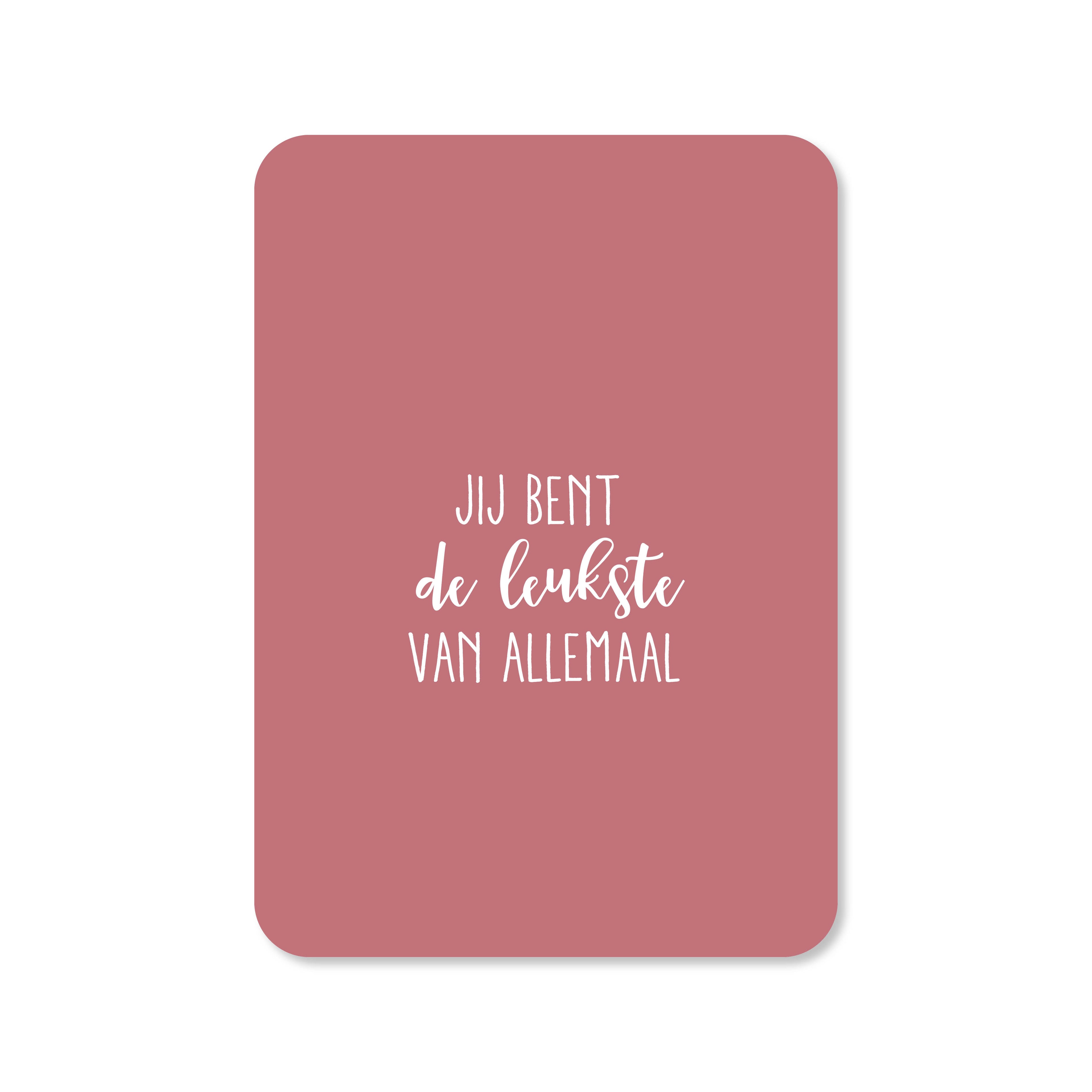 Wenskaart in de kleur roze met de tekst &