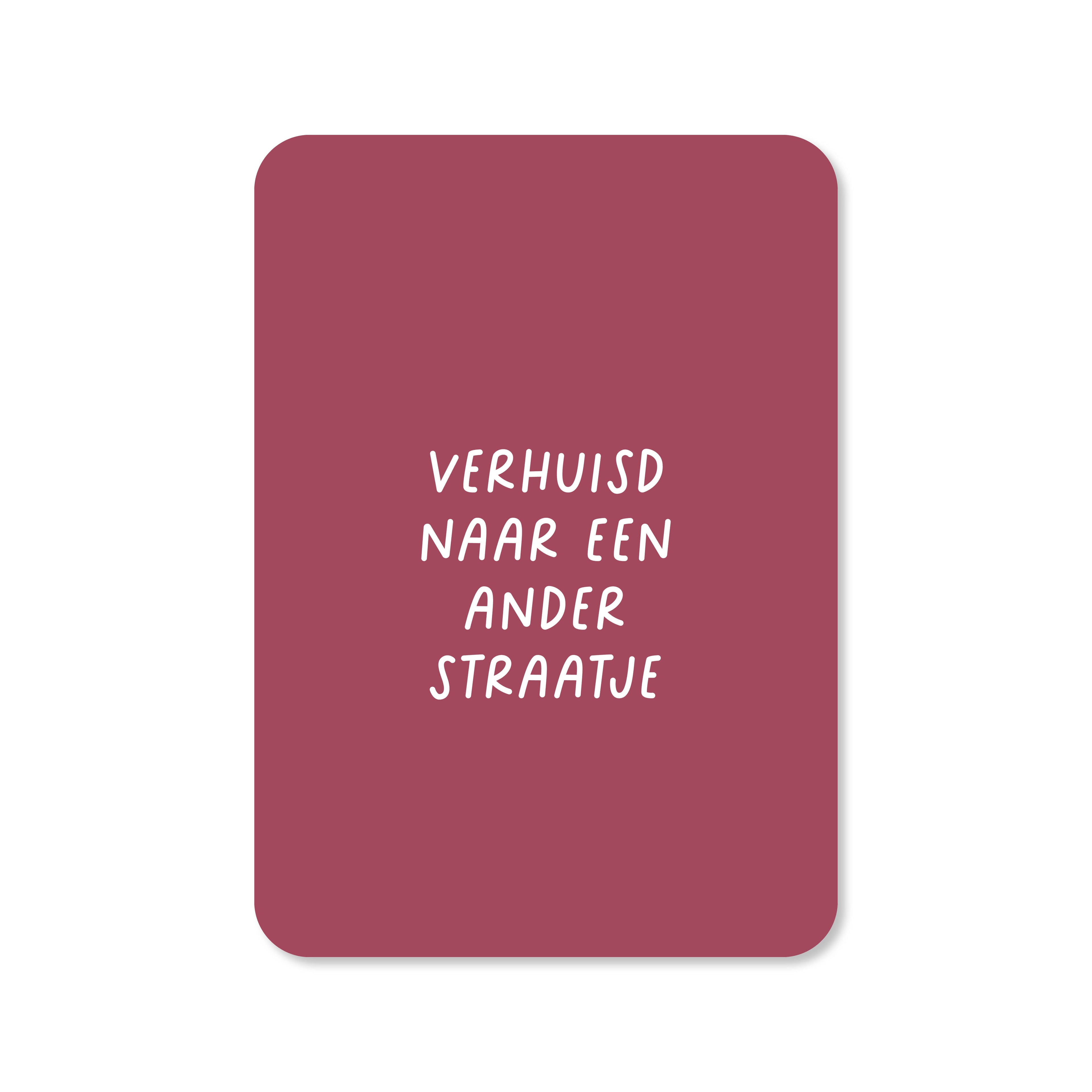 Wenskaart in de kleur paars met de tekst &