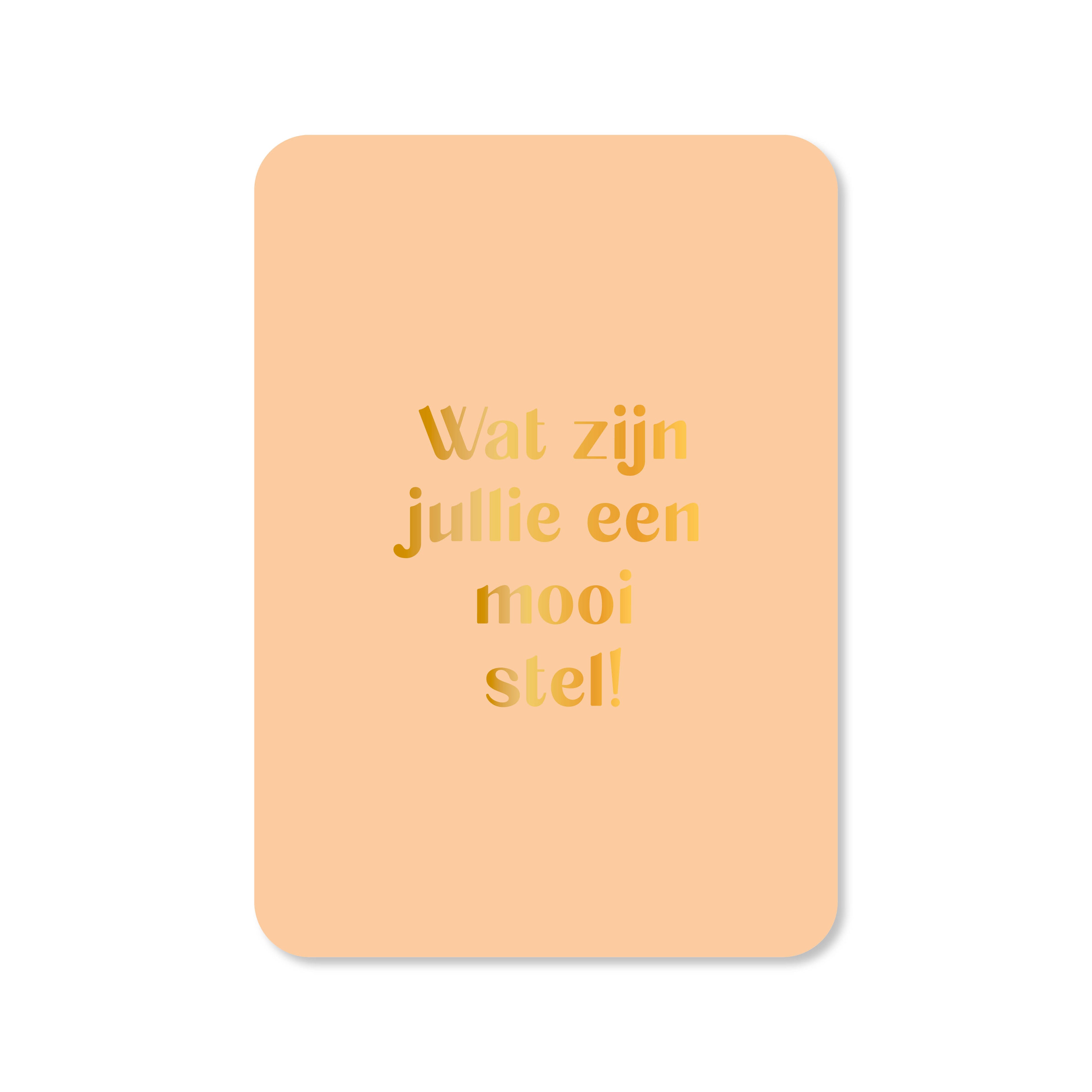 Wenskaart in de kleur oranje met de tekst &