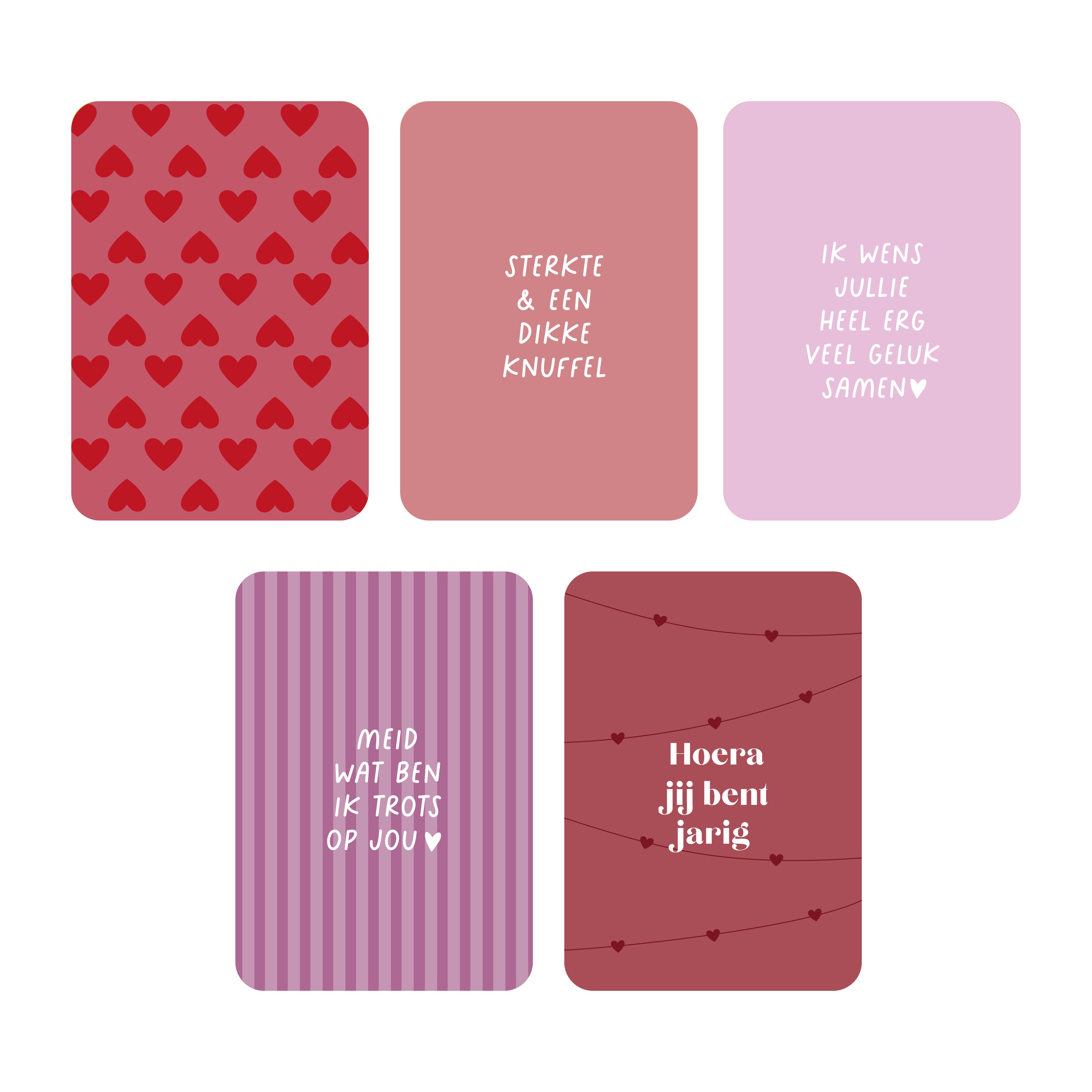 Kaartenset Hartjes op de kop + enveloppen