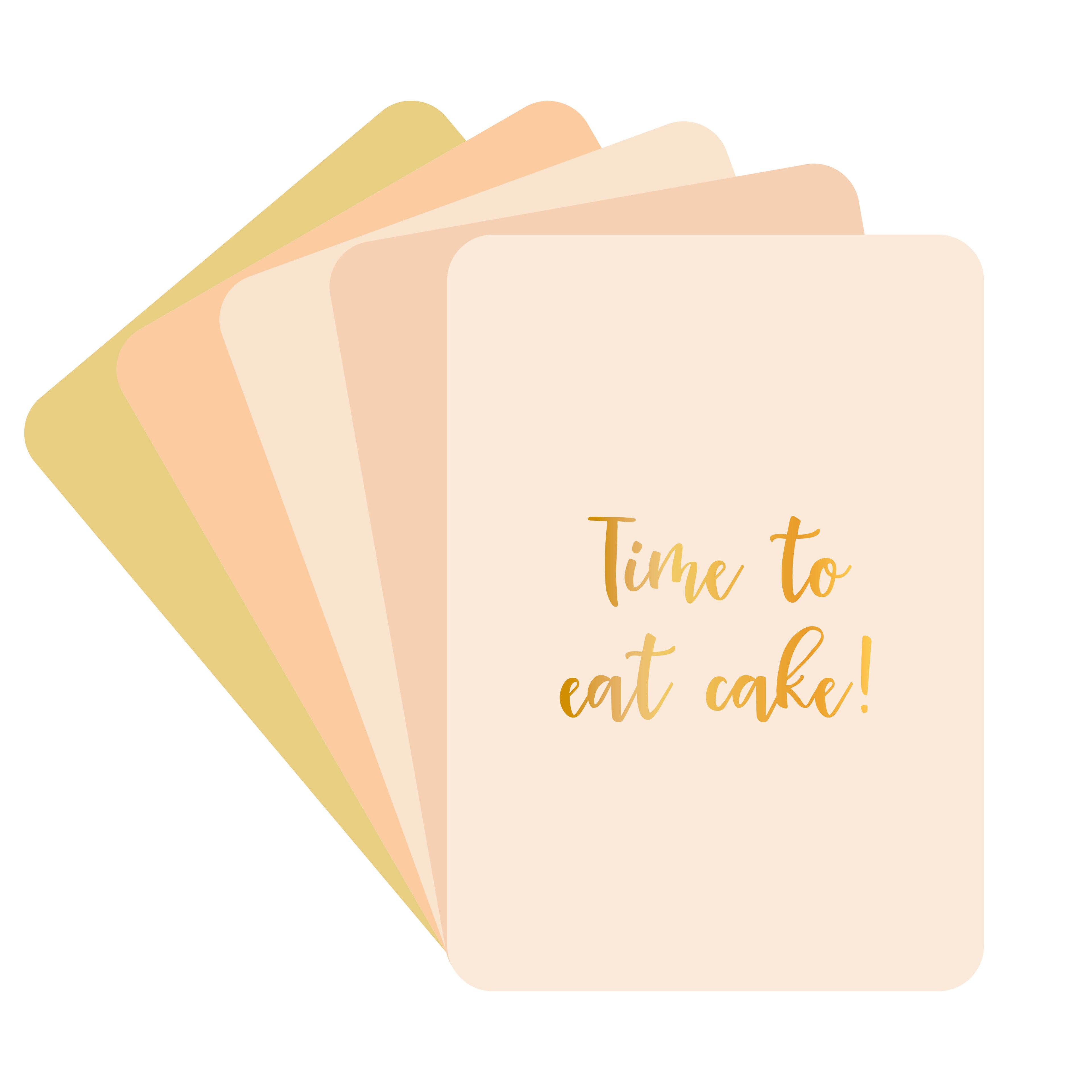 Kaartenset met vijf verschillende kaarten met goudfolie.