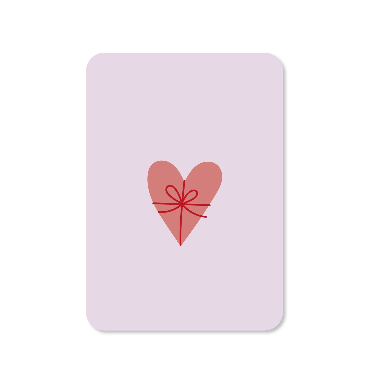 Kaart hart met een strik in de kleur roze