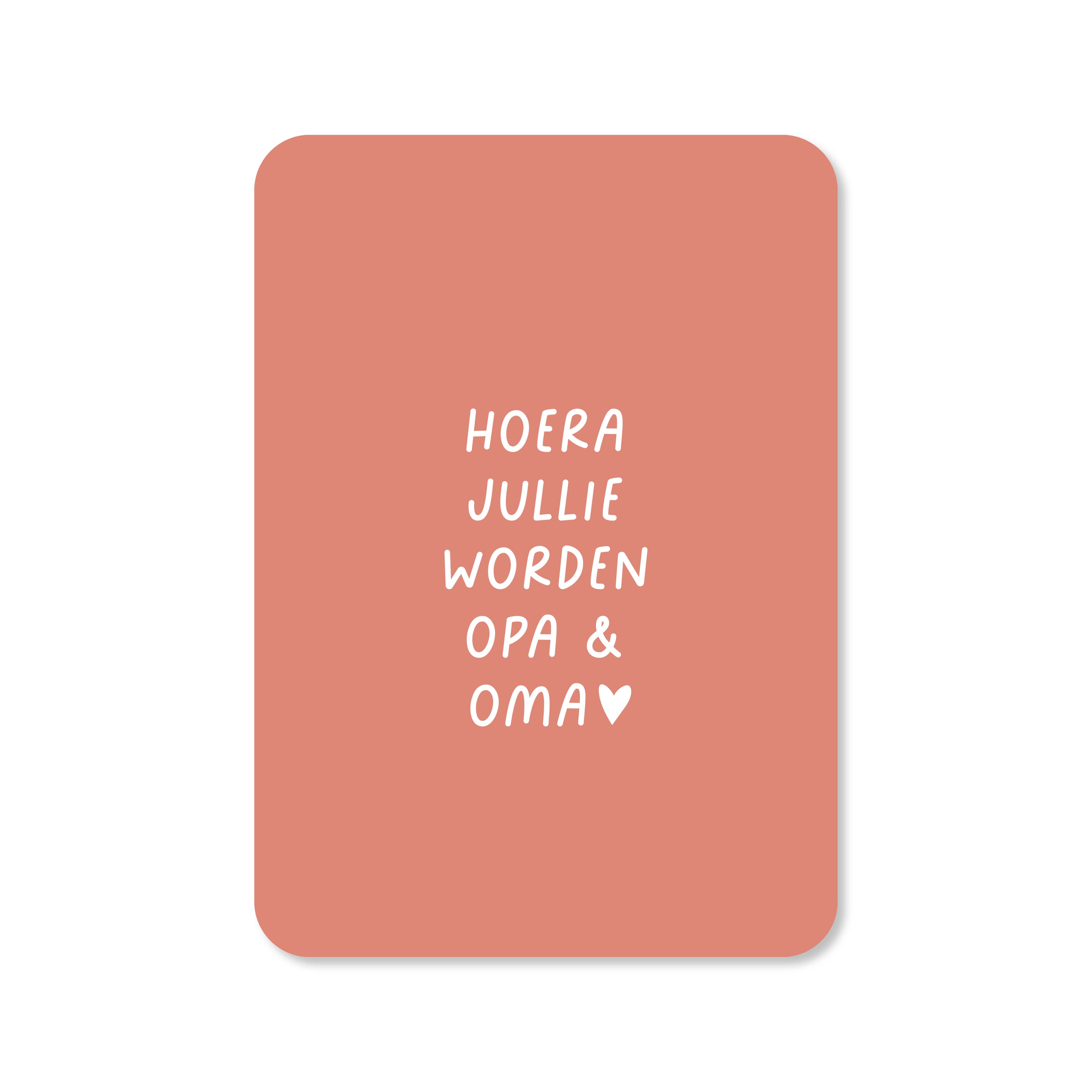 Kaart hoera jullie worden opa en oma in de kleur roze