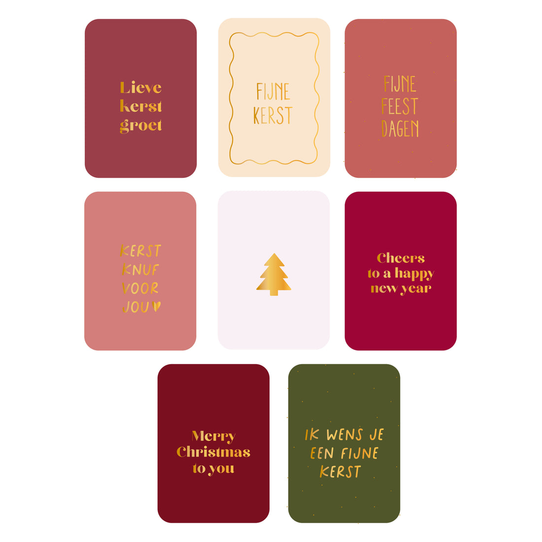 Minikaarten set kerst