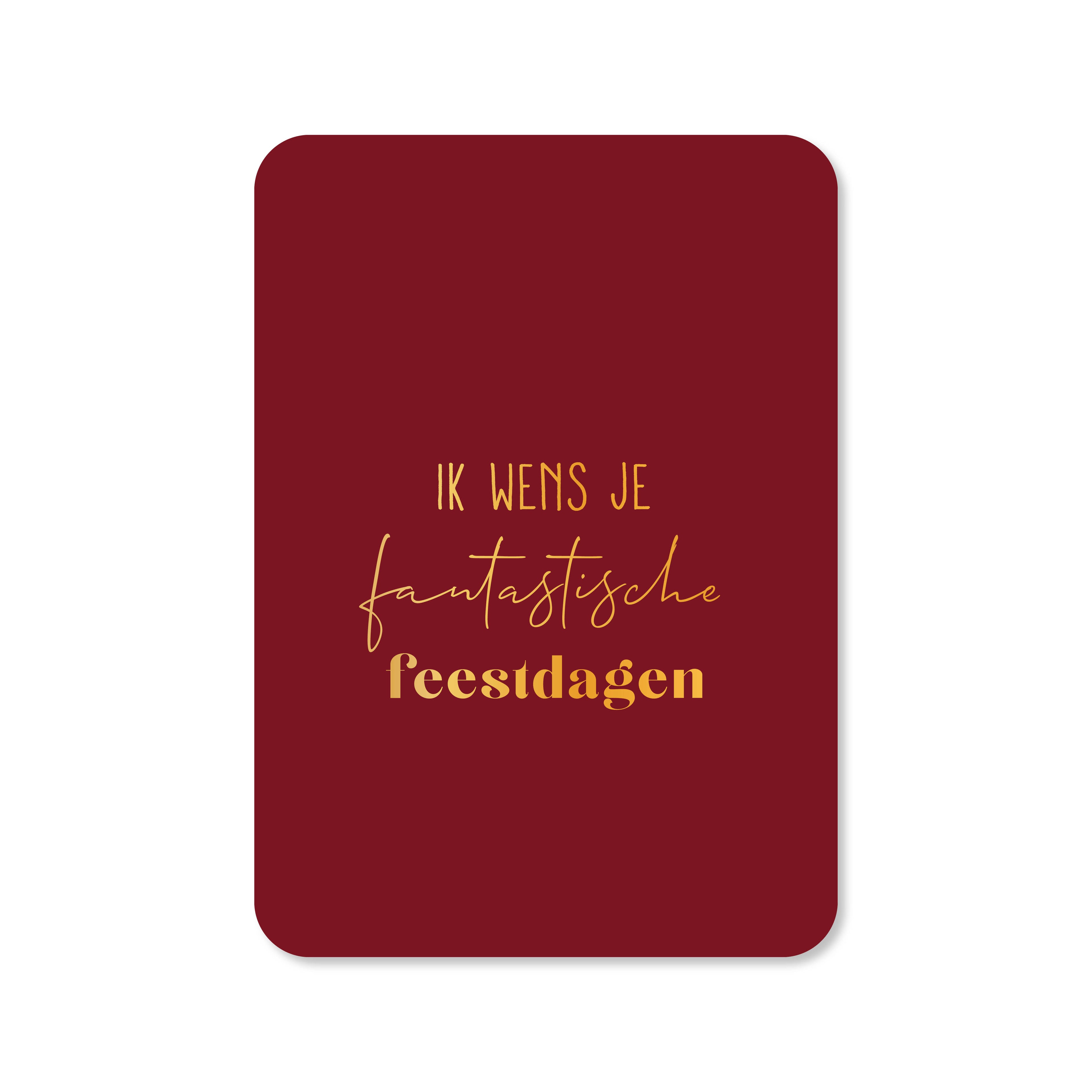 Kerstkaart Ik wens je fantastische feestdagen (met goudfolie)