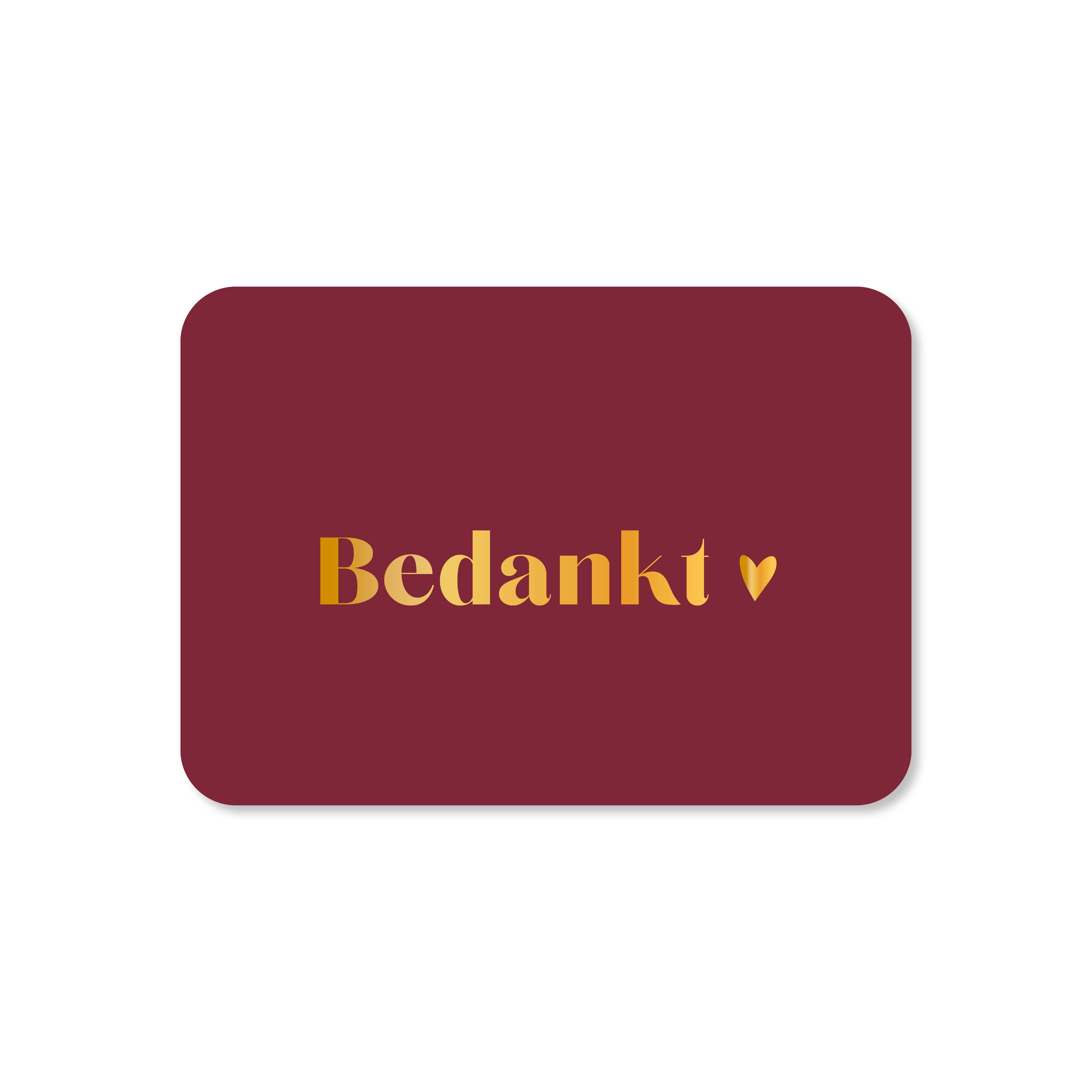 Minikaart Bedankt - rood (met goudfolie)
