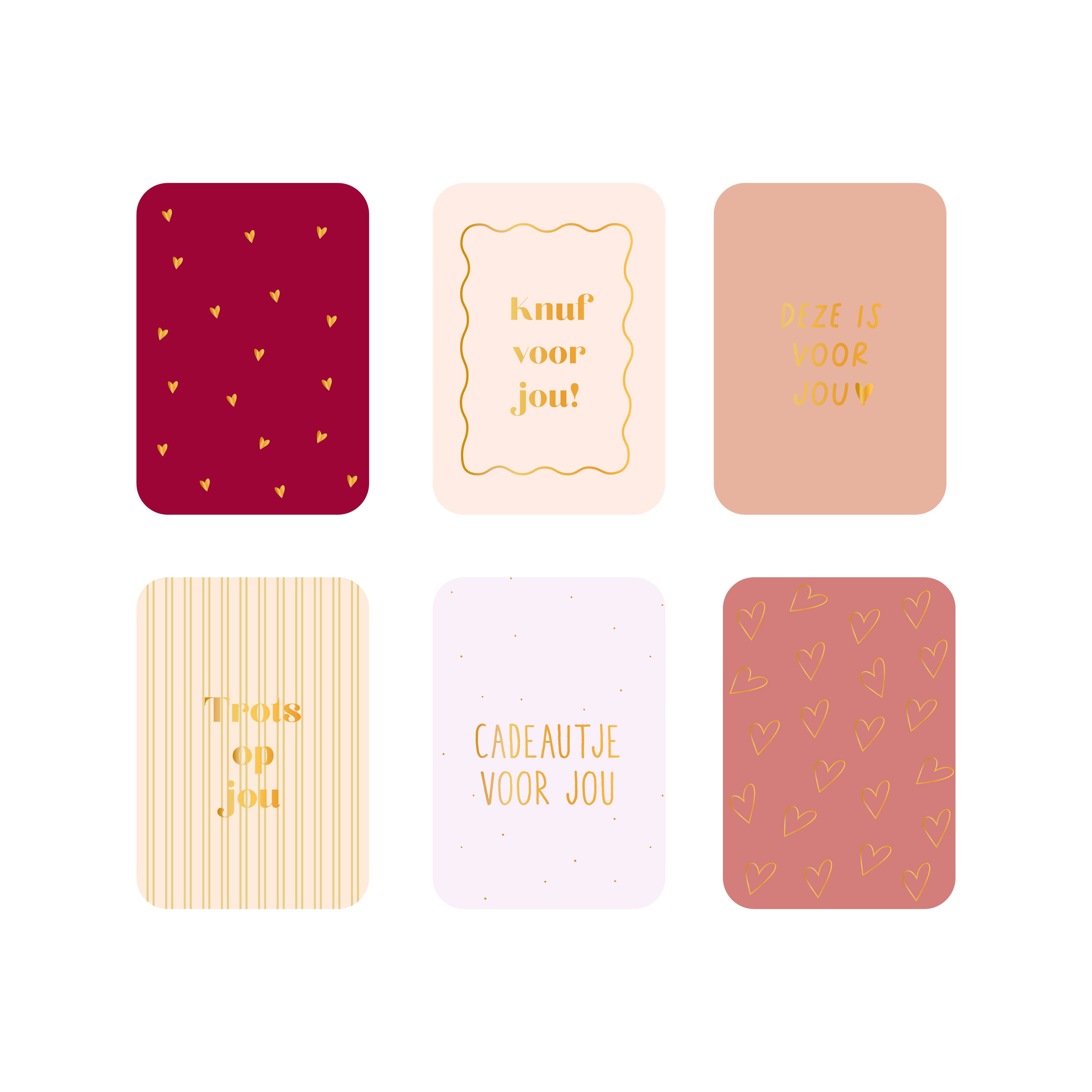Set minikaarten Hartjes (6 verschillende minikaarten)