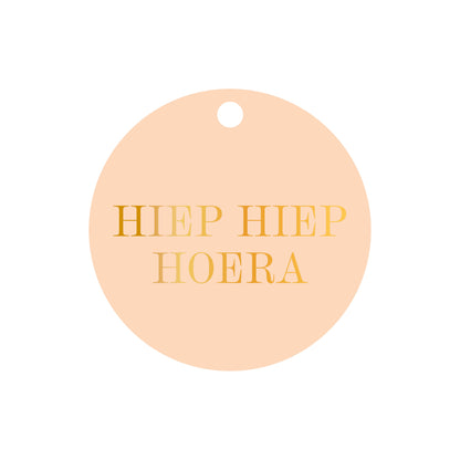 Cadeaulabel Hiep hiep hoera (met goudfolie)