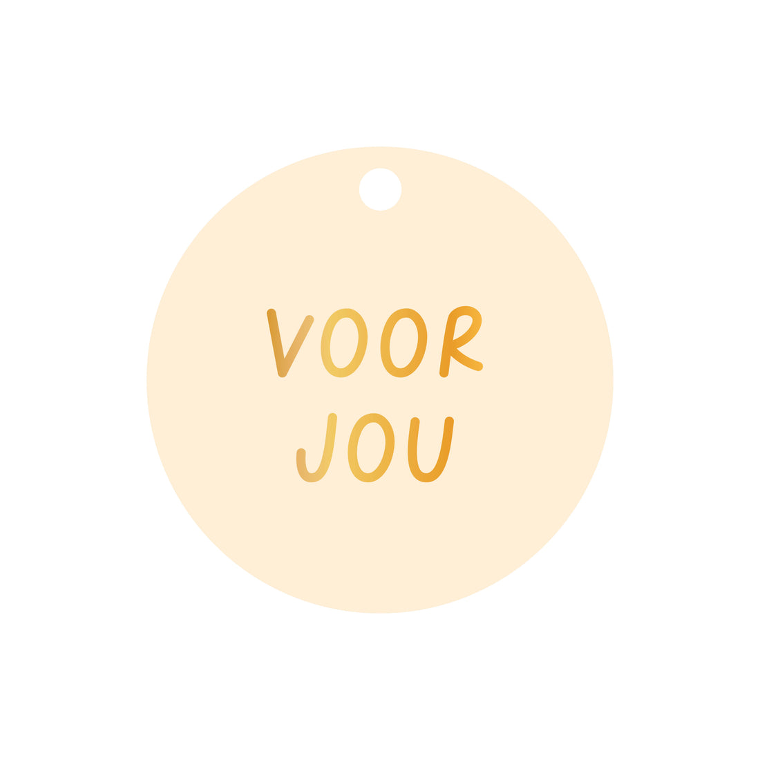 Ronde cadeaulabel in de kleur licht geel met de tekst &