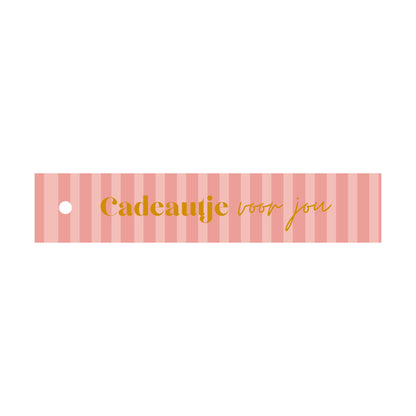 Cadeaulabel Cadeautje voor jou - streep - rechthoek (met goudfolie)