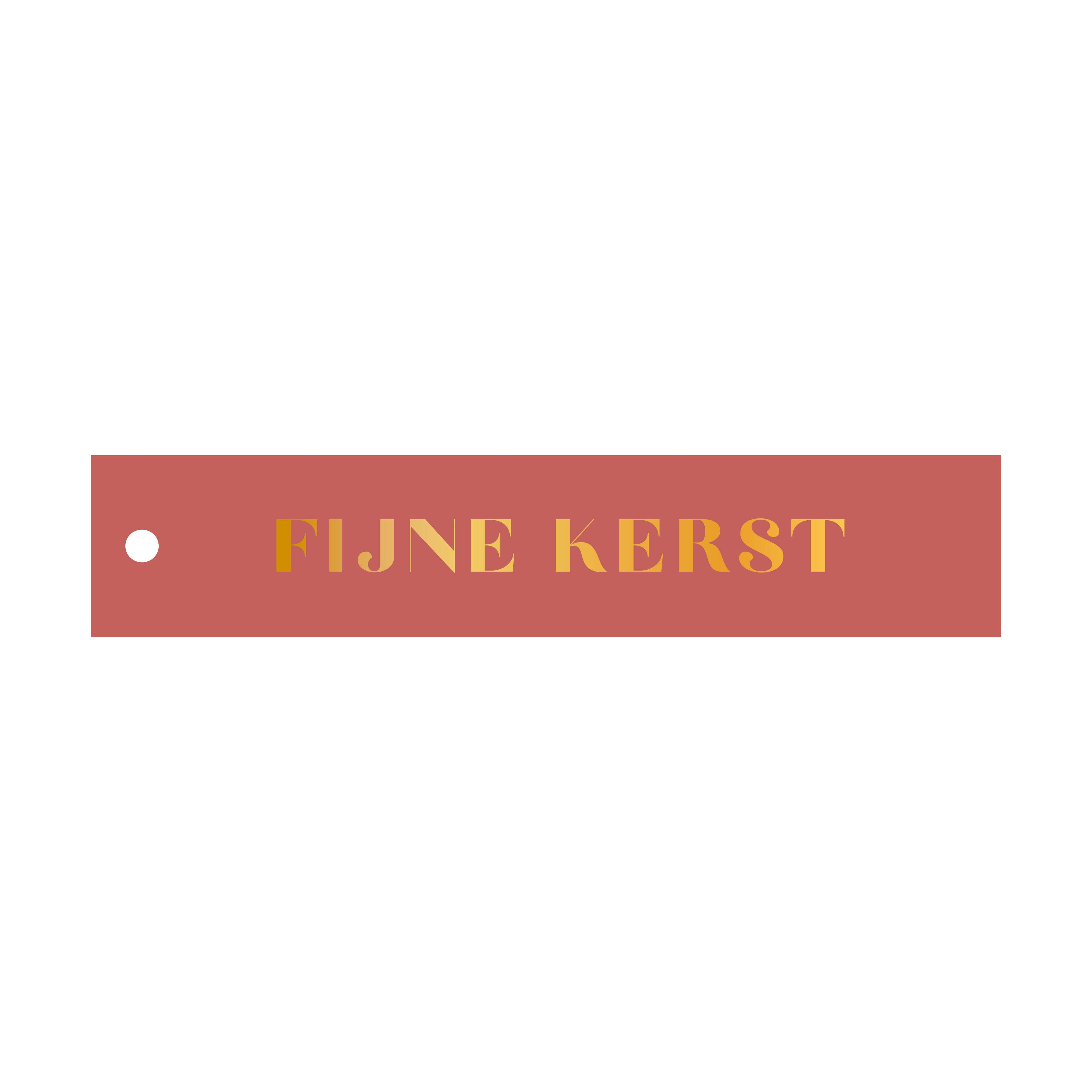 Cadeaulabel Fijne kerst - rechthoek (met goudfolie)