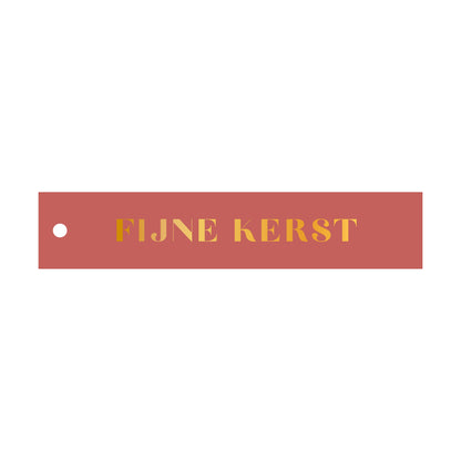 Cadeaulabel Fijne kerst - rechthoek (met goudfolie)