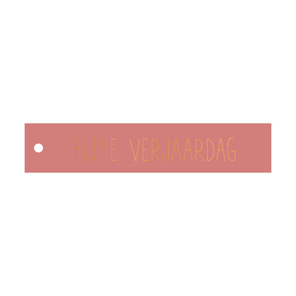 Cadeaulabel  Fijne verjaardag - rechthoek (met goudfolie)