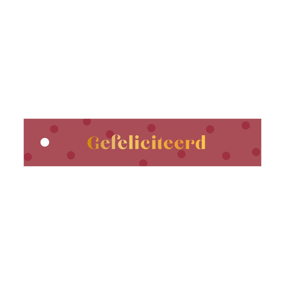 Cadeaulabel Gefeliciteerd - stip - rechthoek (met goudfolie)