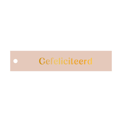 Cadeaulabel Gefeliciteerd - rechthoek (met goudfolie)