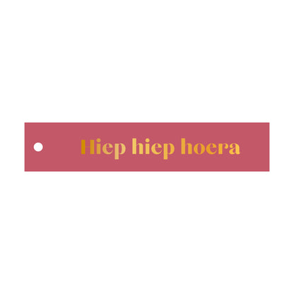 Cadeaulabel  Hiep hiep hoera - rechthoek (met goudfolie)