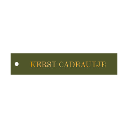 Cadeaulabel Kerst cadeautje - rechthoek (met goudfolie)