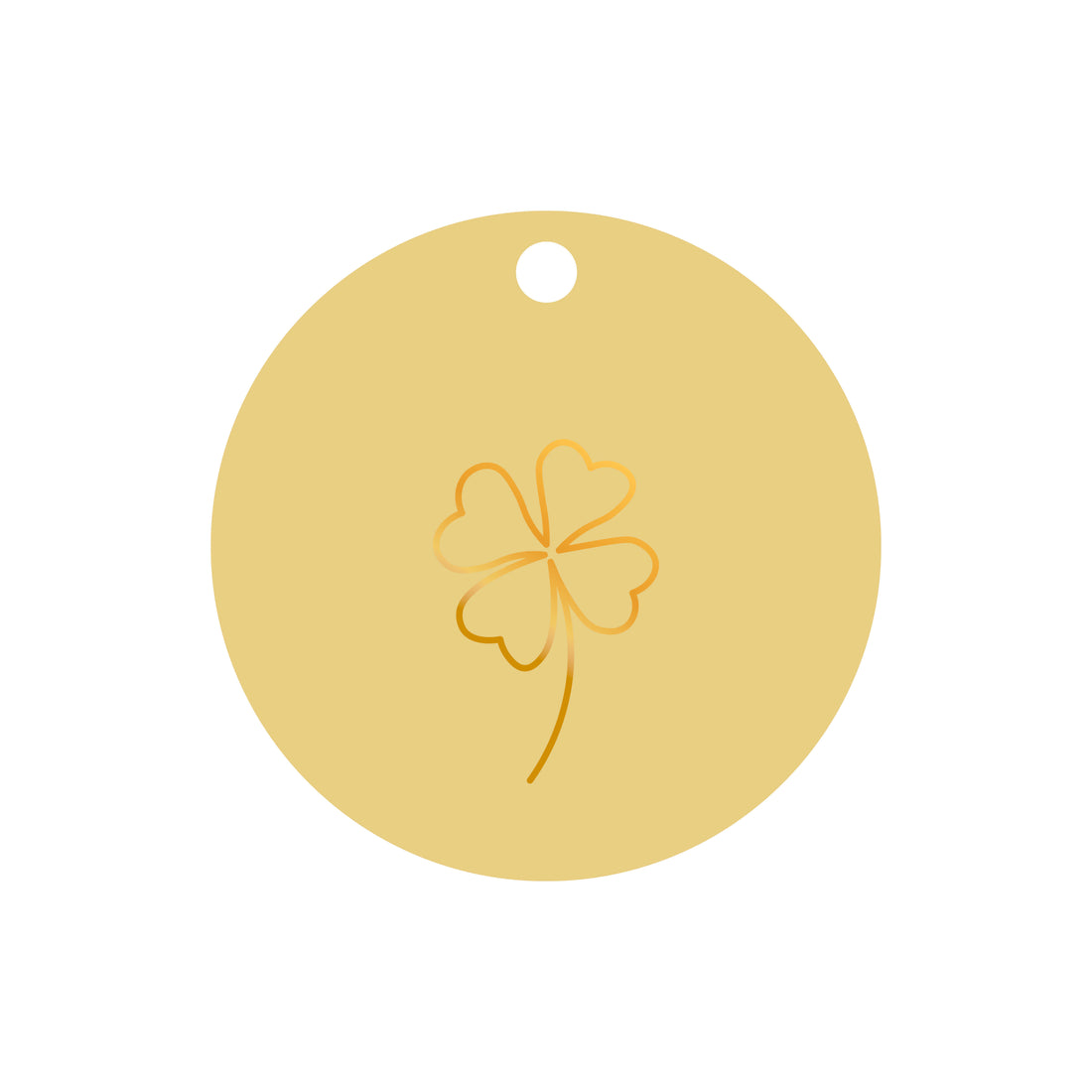 Ronde cadeaulabel in de kleur groen met een illustratie van een klavertje vier in het goudfolie.