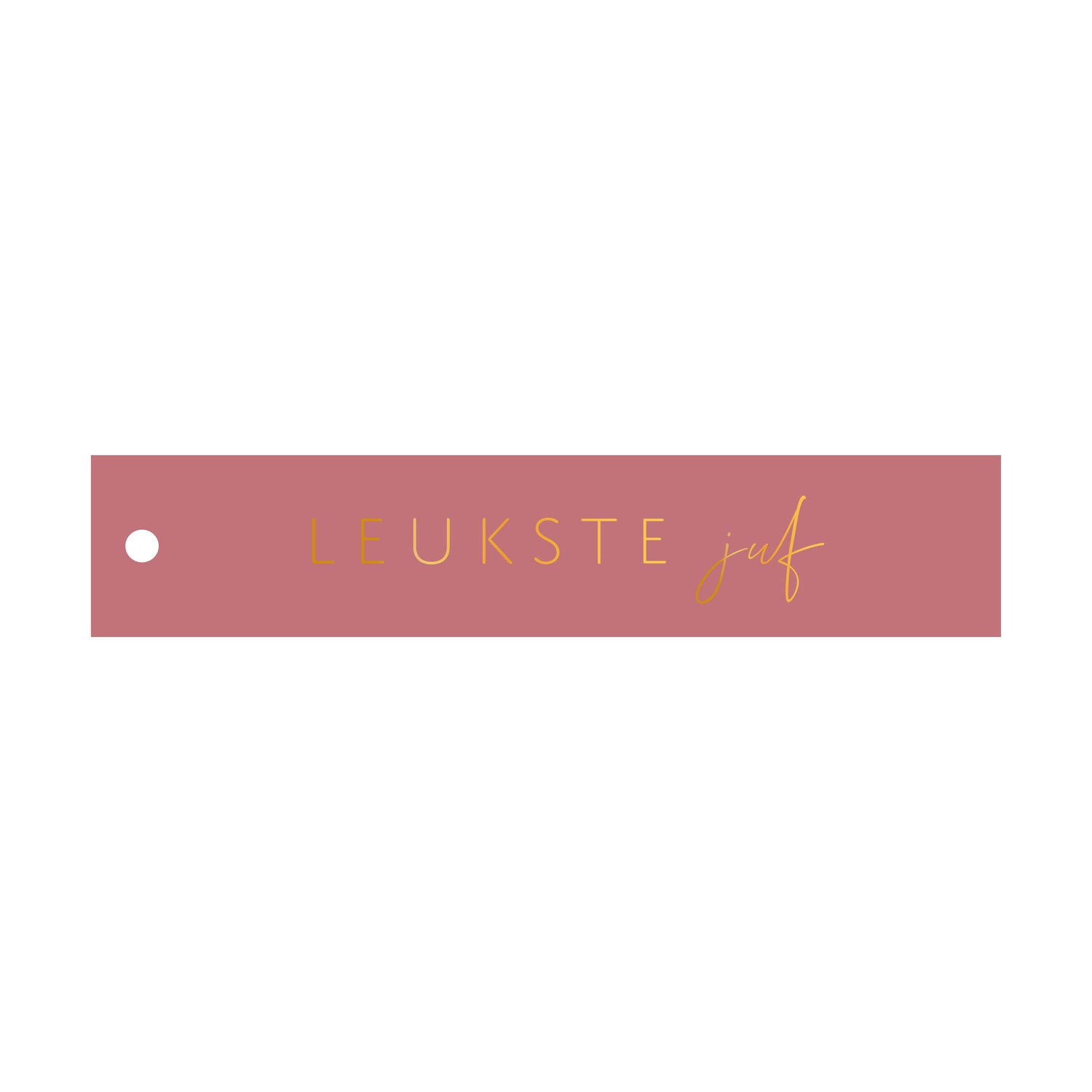 Cadeaulabel Leukste juf - rechthoek (met goudfolie)