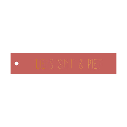 Cadeaulabel Liefs Sint &amp; Piet - rechthoek (met goudfolie)